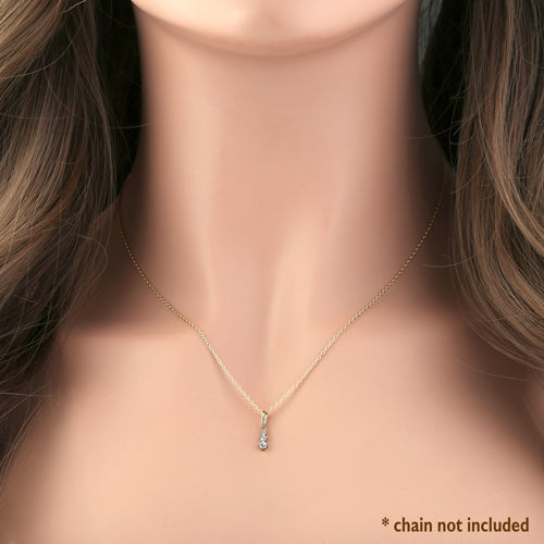 14K Solid Yellow Gold Triple Round Clear Cubic Zirconia Pendant Necklace - Elegant Jewelry Gift for Women, Perfect for Weddings, Anniversaries & Special Occasions
