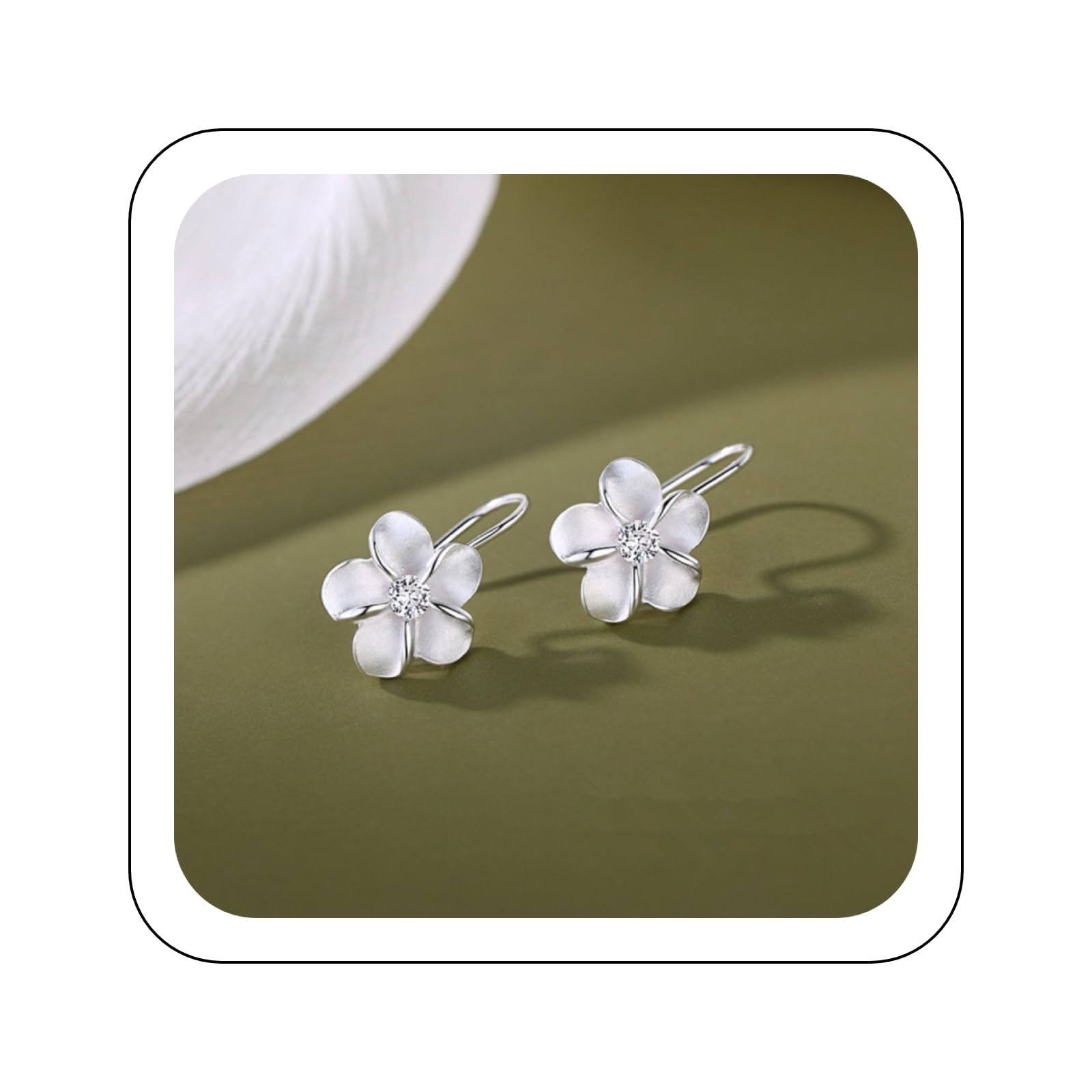 925 Sterling Silver Plumeria Flower Stud Earrings for Women - Hypoallergenic Cubic Zirconia Jewelry Set | Cute Floral Earrings for Birthday, Christmas Gifts | Perfect for Weddings, Parties & Everyday Wear