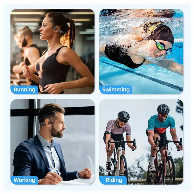 Waterproof Bone Conduction Headphones W26 - Wireless Bluetooth Swimming Headset for Pool, Beach & Workout | Sweatproof Music Earbuds for Running, Cycling & Water Sports