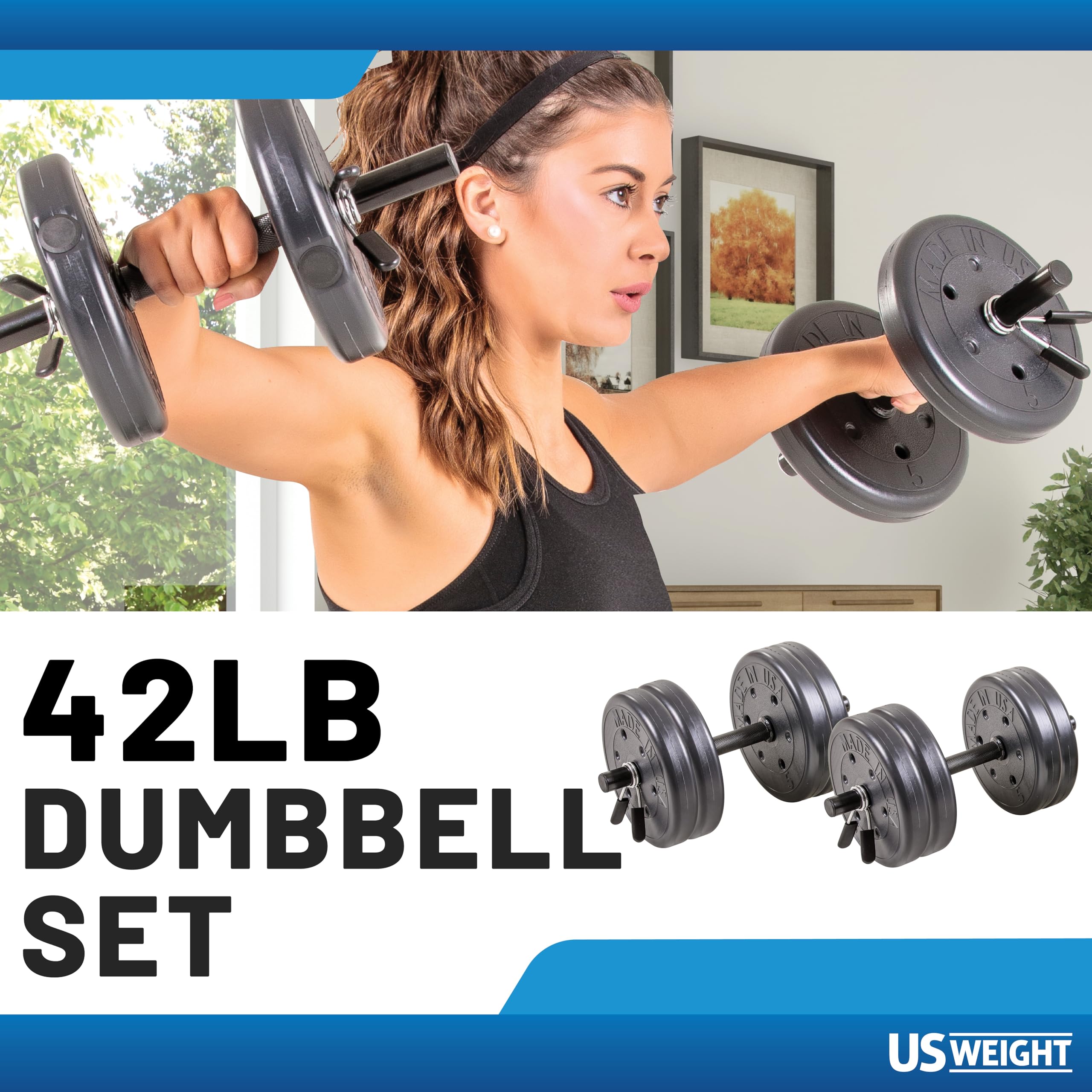 42LB Adjustable Dumbbell Set with Spring Clips & 14