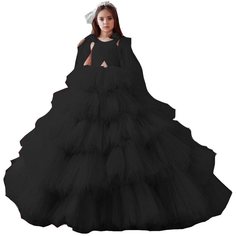Emmani Girls Princess Flower Girl Dresses - Elegant V-Neck Ruffled Wedding Pageant Gowns for Toddlers | Perfect for Weddings, Baptisms & Special Occasions