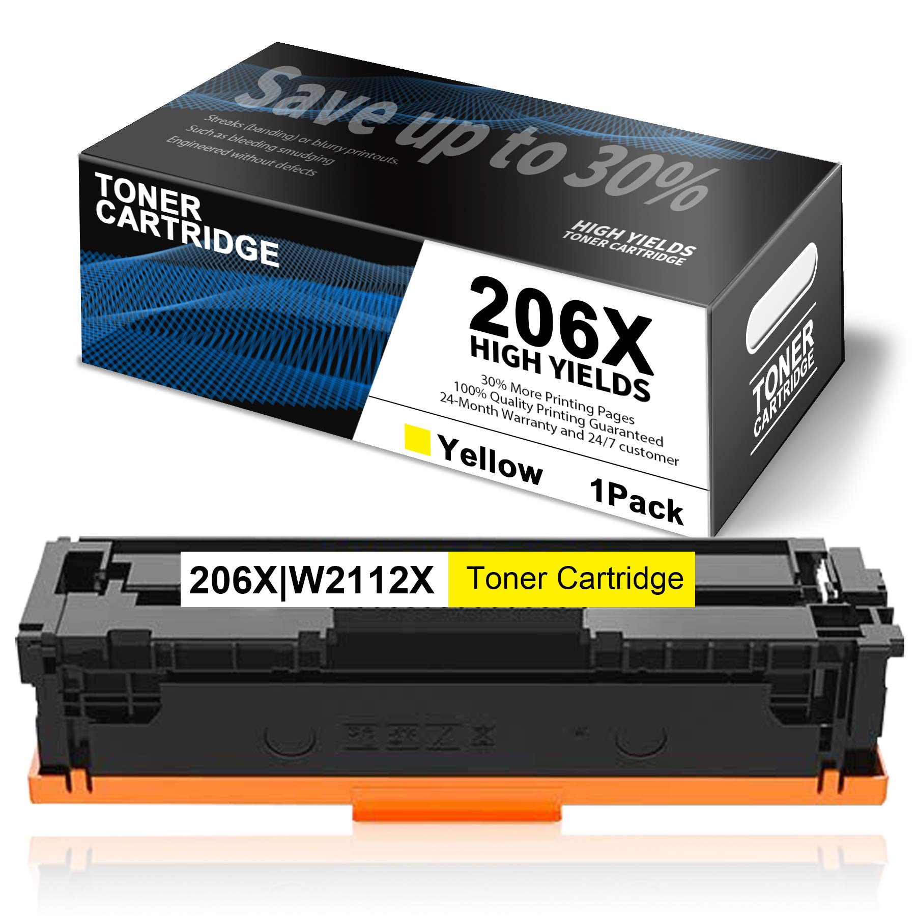 1 Pack Yellow 206X Toner Cartridge - Compatible Replacement for HP 206X & W2112X | Works with HP Color Pro M282-M283, M282-M285, M282nw, M283fdn, M283fdw, M283cdw, M255-M256, M255nw, M255dw Printers | Perfect for Home Office & Small Business Printing Needs