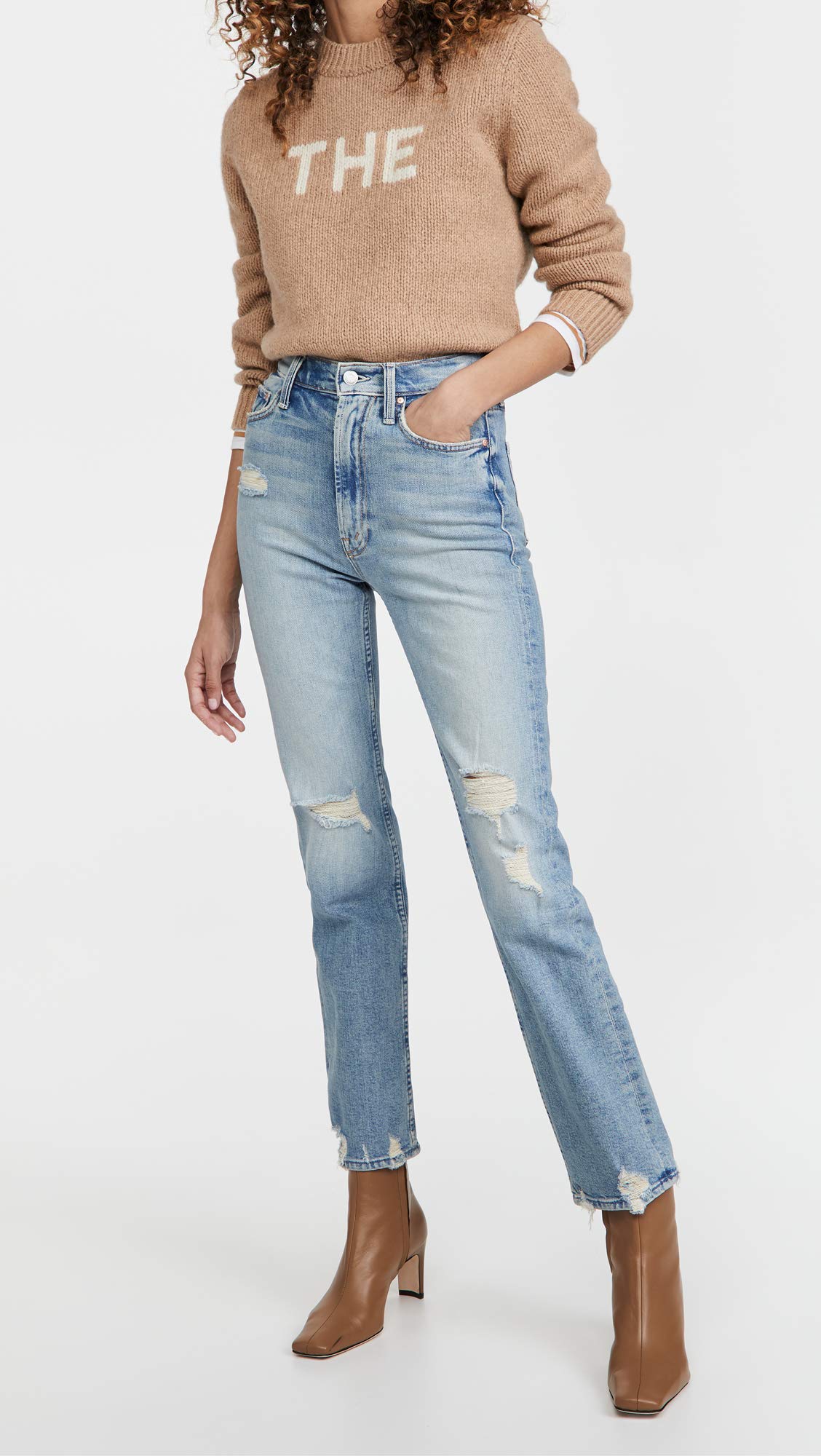 MOTHER Women's The Insider Crop Jeans - High Waisted Skinny Denim Pants for Casual Wear & Night Out | Trendy Stretch Jeans for Women