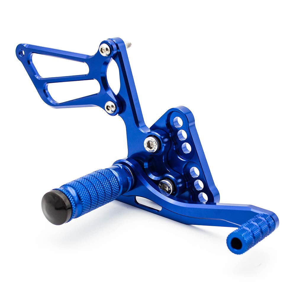 Adjustable CNC GSXR1000 05-06 Motorcycle Rearset Foot Pegs - Blue Anodized Aluminum Footrests for Suzuki GSX-R1000 (2005-2006) - Perfect for Racing, Track Days & Performance Riding