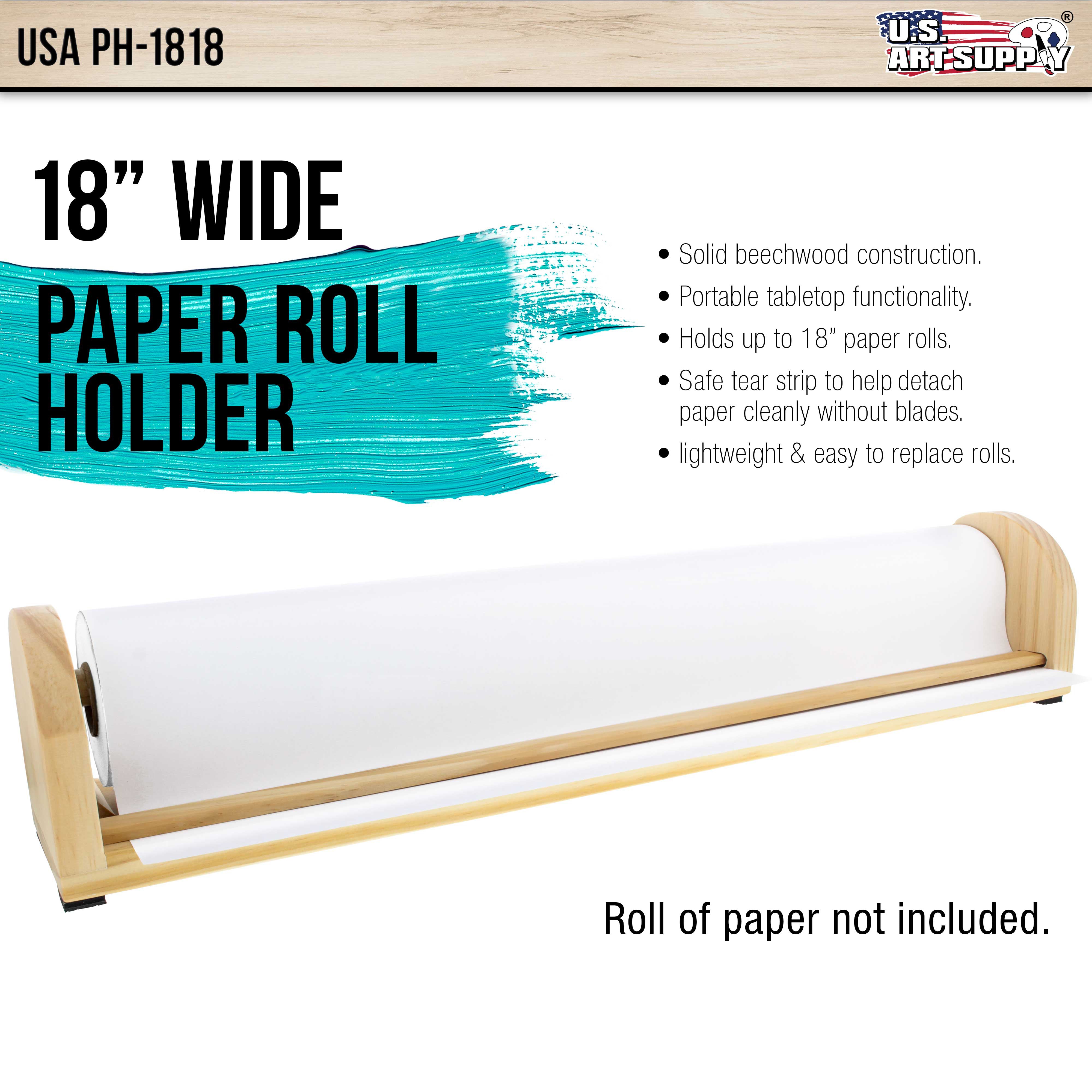 18 Inch Wooden Tabletop Paper Holder & Dispenser - Office & Home Desk Organizer for Napkins, Towels, and Wrapping Paper - Perfect for Kitchen, Craft Room, or Restaurant Use