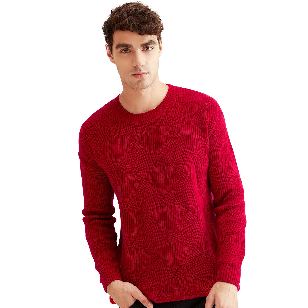 Premium Men's Cashmere Sweater - Soft Round Neck Christmas Red Pullover for Holiday Parties & Winter Fashion