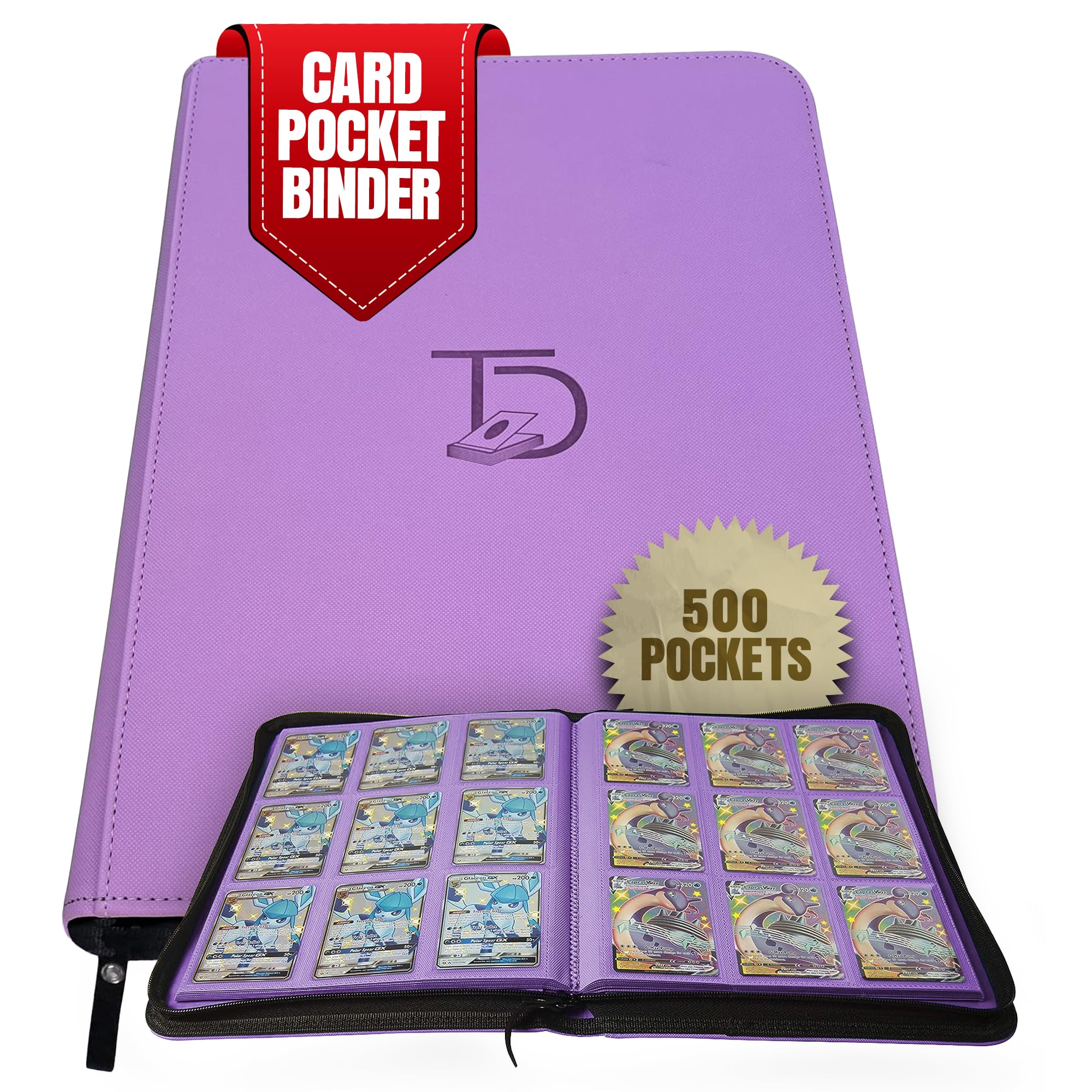TopDeck 500 Card Binder Pro - Purple Leather Trading Card Holder for Pokemon, MTG & Sports Cards | Durable Collectible Storage with Elegant Design | Perfect for Card Game Tournaments & Display Collections