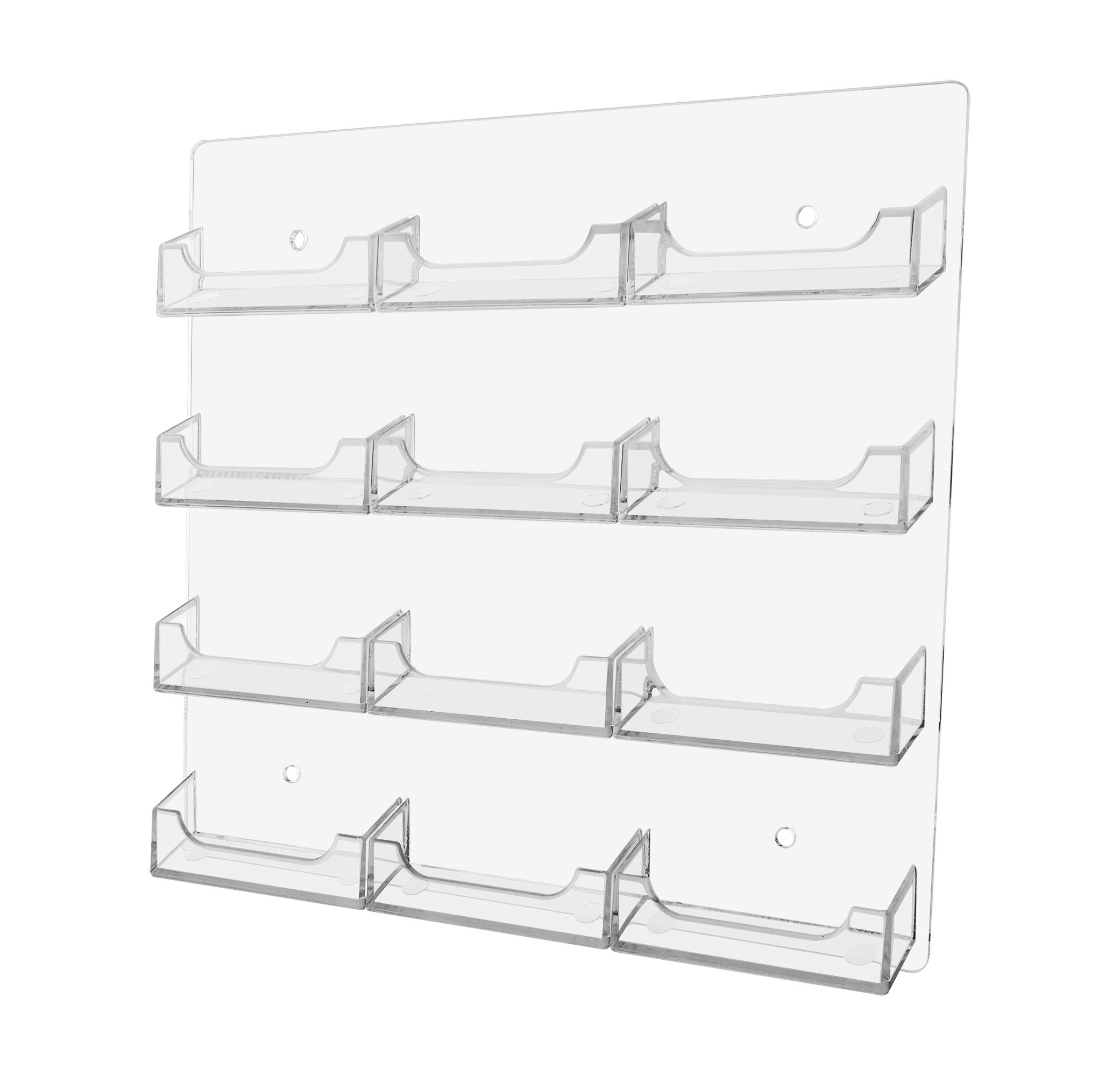 6 Pack Clear Acrylic Wall Business Card Holders - 12 Slots for 3.5