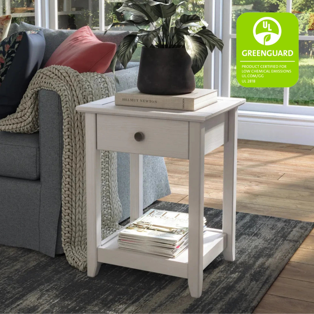 Greenport Modern End Table - Small Side Table for Living Room, Bedroom, or Office - Nightstand with Storage Shelf - Compact Accent Table for Home Decor