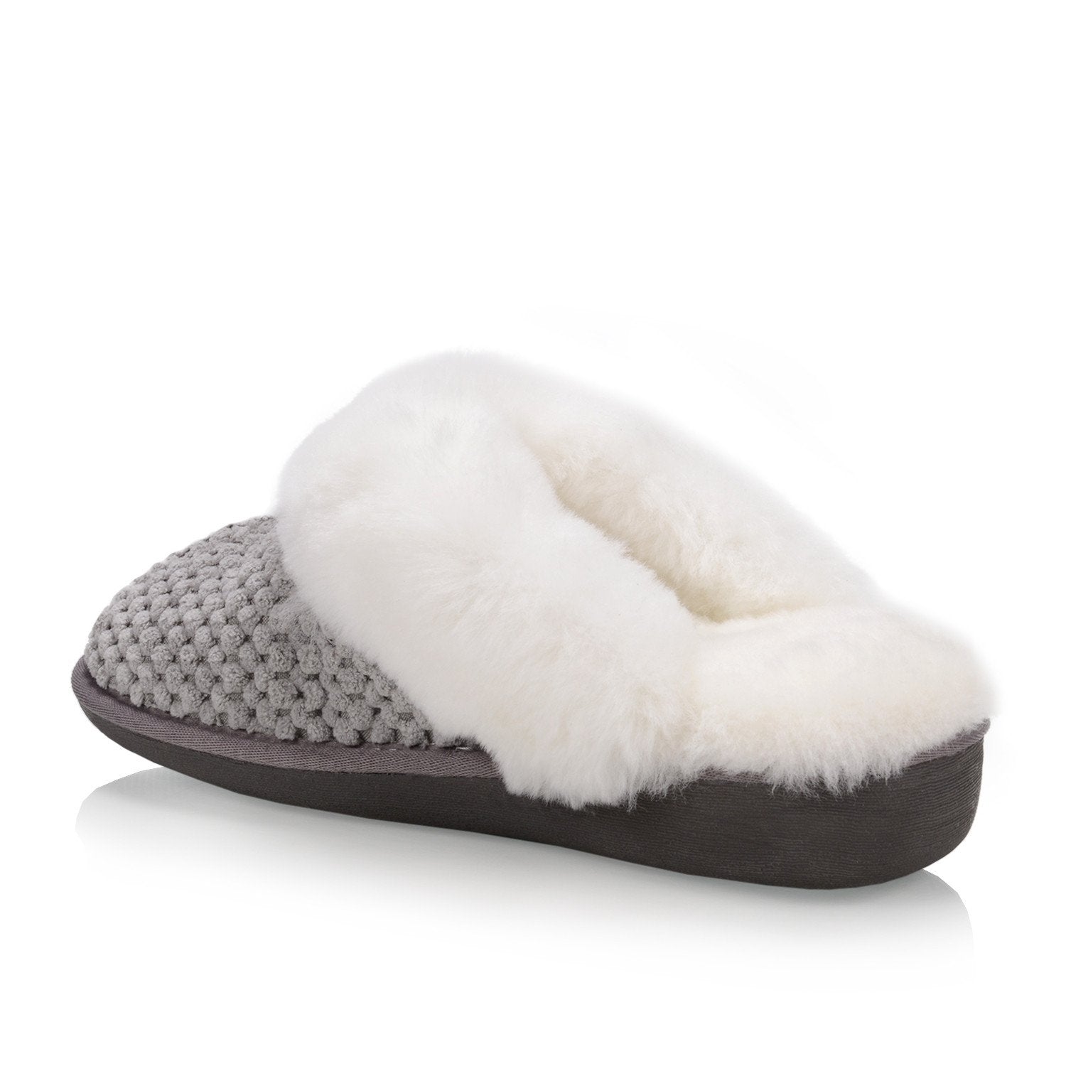 Alexa Women's Fuzzy House Slippers - Soft Indoor/Outdoor Comfort Shoes for Women, Grey - Perfect for Home, Lounge & Quick Errands