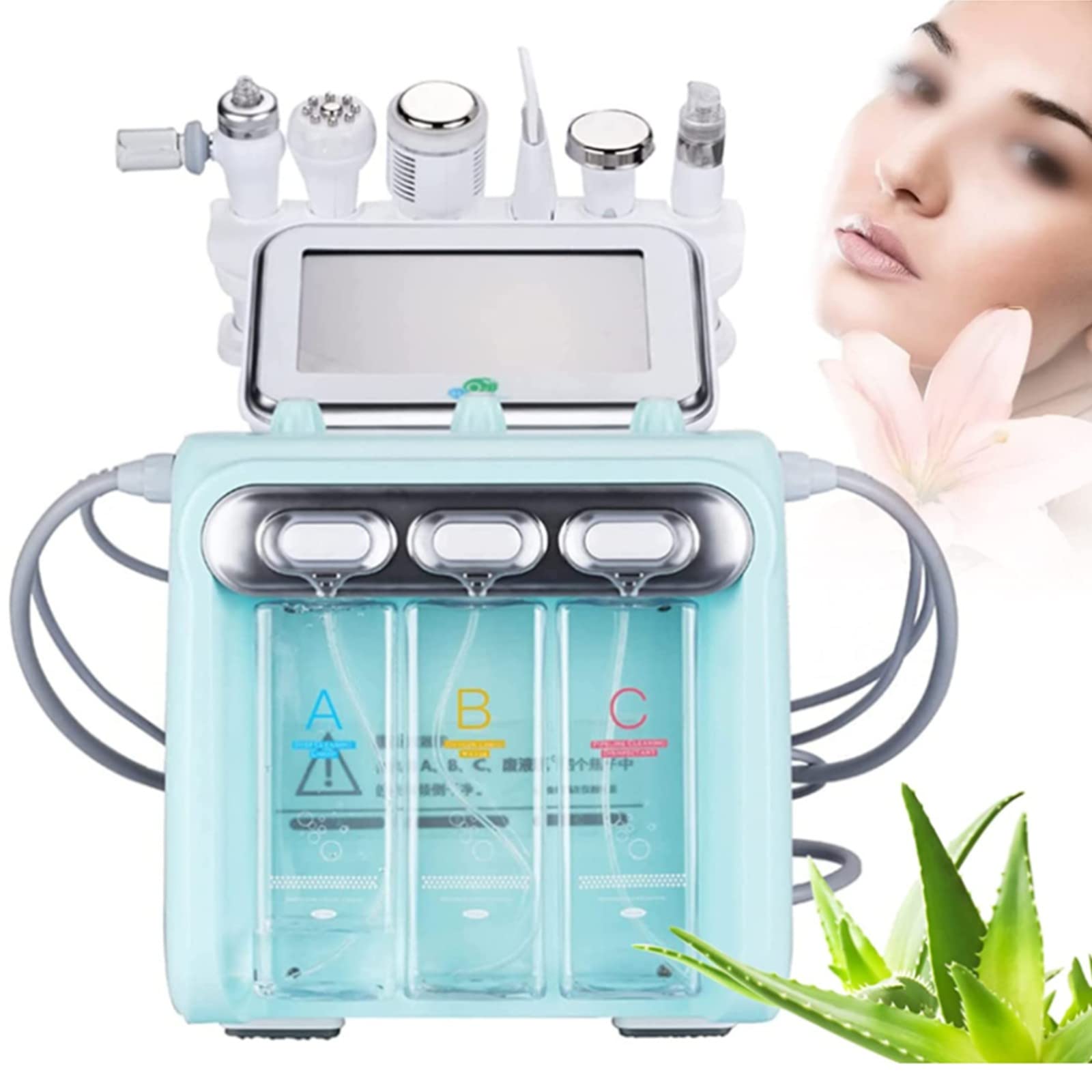 Upgraded 6-in-1 Hydrogen Oxygen Facial Machine - Professional Hydrodermabrasion & RF Vacuum Face Cleanser for Spa & Home Beauty Care
