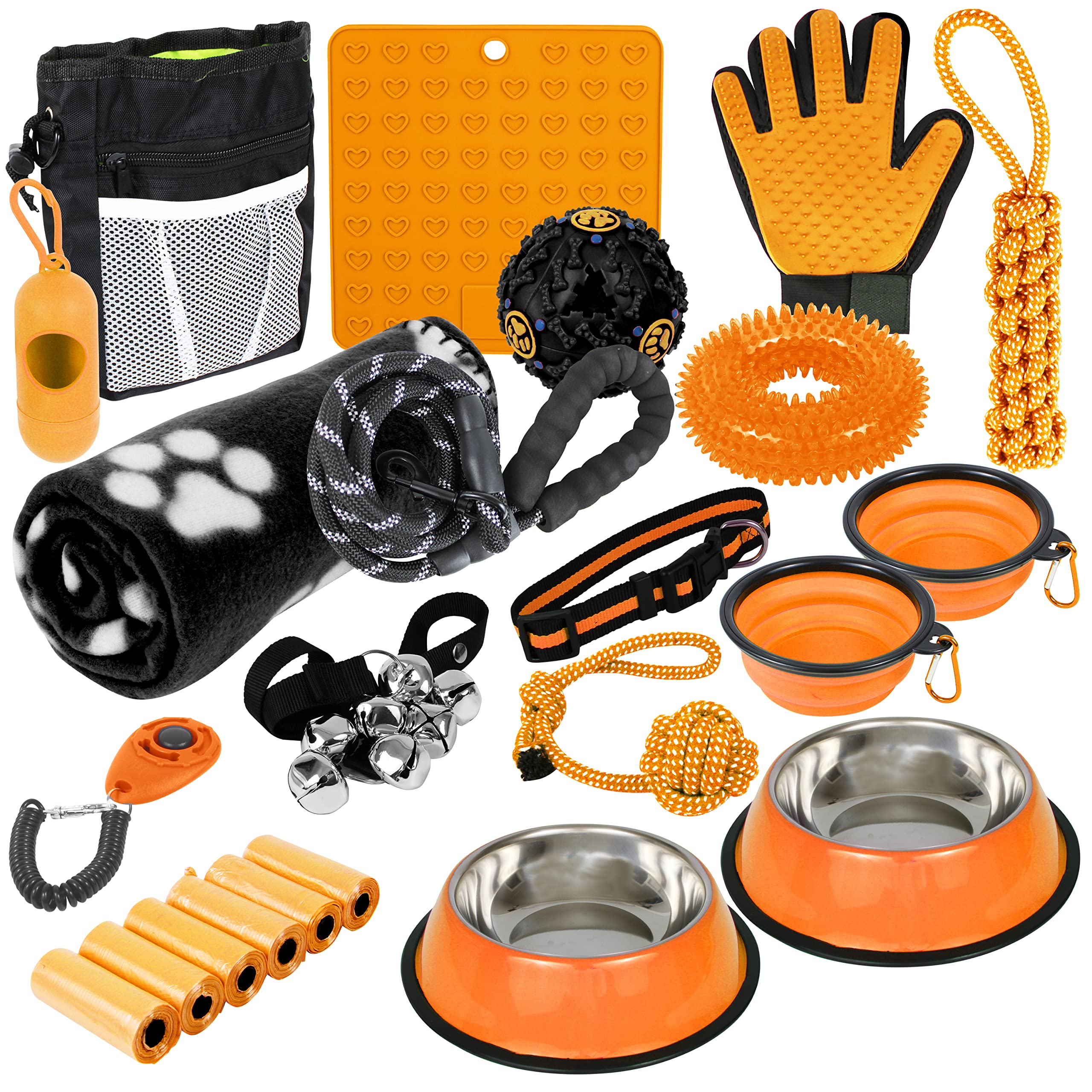 Premium Puppy Starter Kit - Complete Dog Supplies & Accessories Set with Leash, Collar, Training Aids, Bowls, Toys & Potty Training Bells | Essential New Puppy Care Kit for Training, Feeding & Playtime
