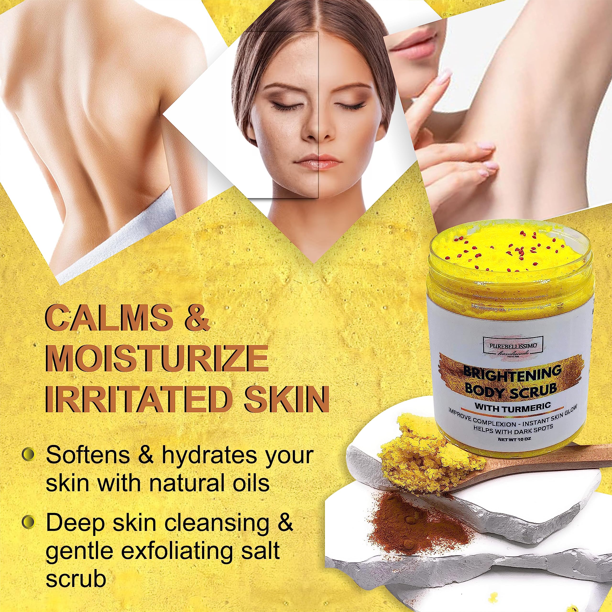 Brightening Turmeric Sugar Body Scrub for Dark Spots - Exfoliating & Glowing Skin Care - Perfect for Spa Day & At-Home Self Care Routine