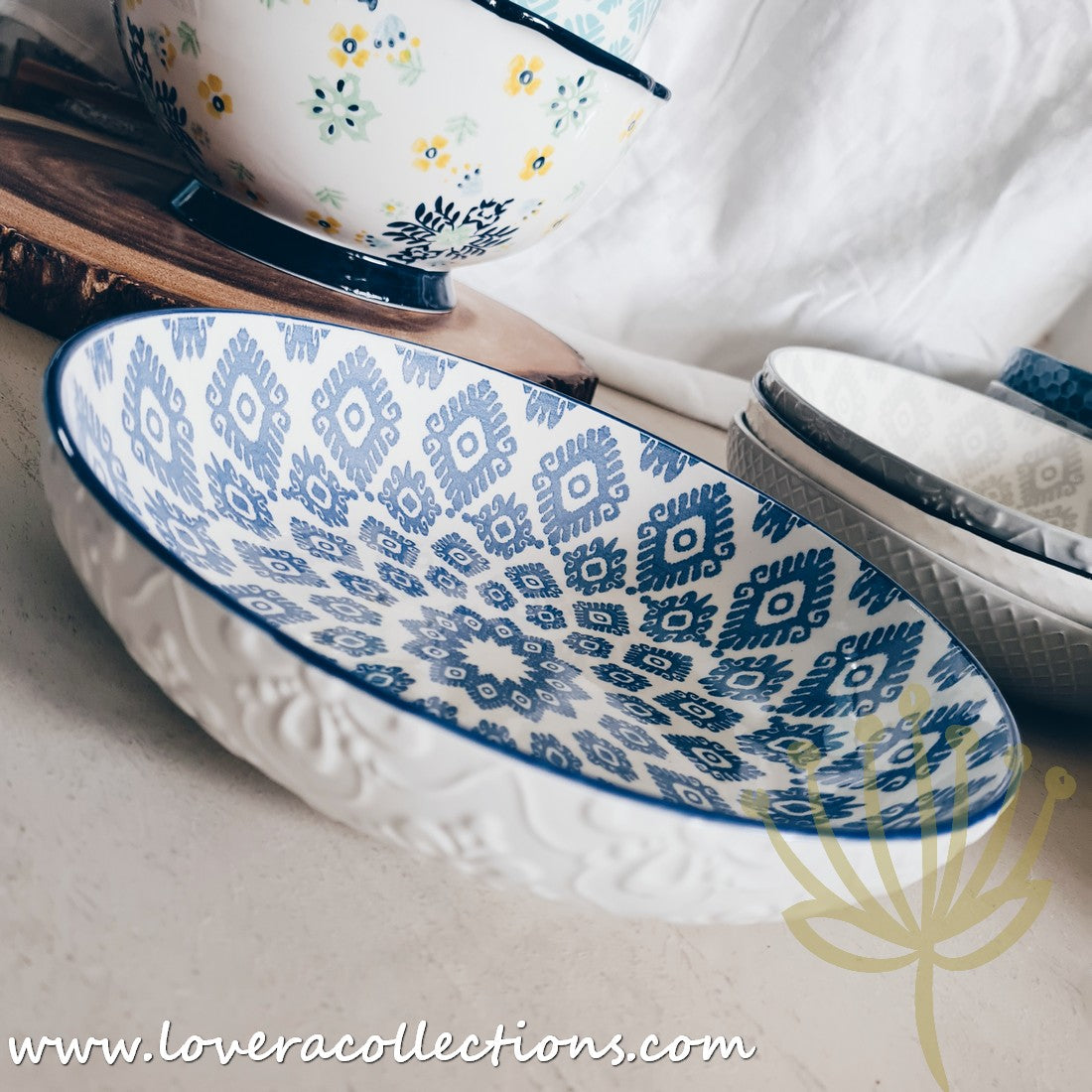 White Waves Assorted Prints Pasta Dish Set - 50% Off + Buy 1 Get 1 Free - Perfect for Dinner Parties & Italian-Themed Decor