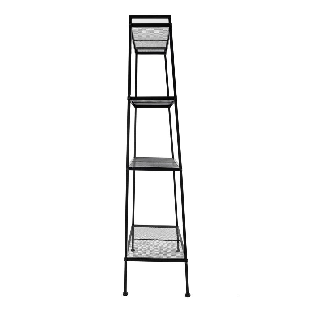 4-Tier Open Ladder Bookshelf - Multifunctional Leaning Bookcase for Plants, Flowers & Storage - Modern Display Shelf for Home, Office, Bathroom & Balcony - Perfect for Organizing Books, Decor & Essentials (Black)