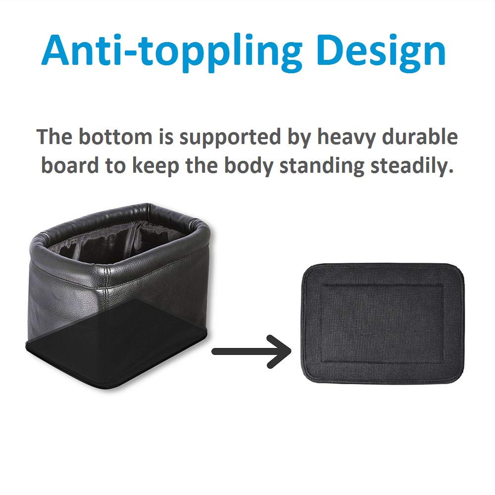 Premium Leather Car Trash Can with Lid - Luxury Leakproof Vehicle Garbage Bin for Cars, Trucks & SUVs (Black) - Perfect for Road Trips, Commuting & Keeping Your Car Clean