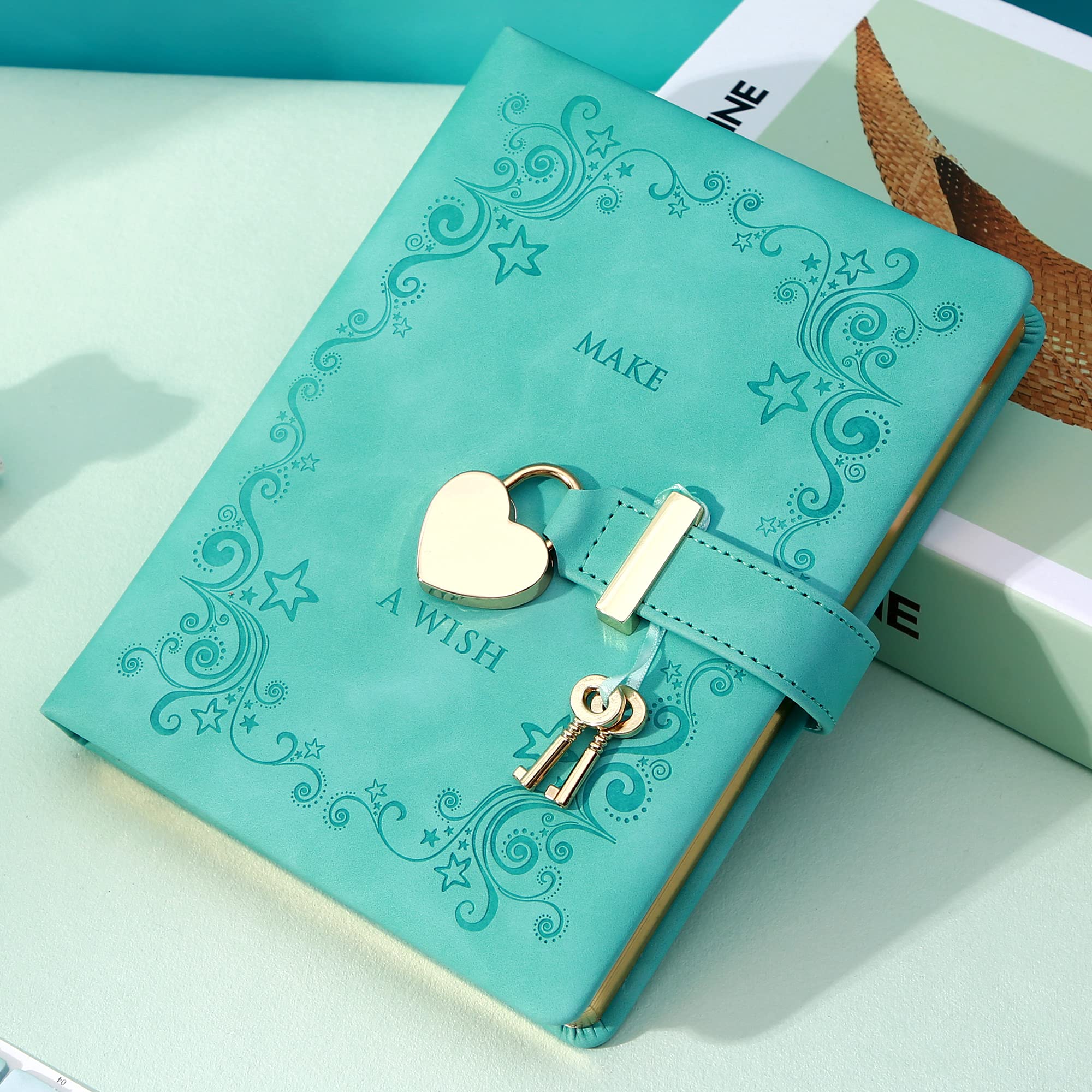 Lockable PU Leather Diary for Kids & Teens - Secret Journal with Combination Lock, Personal Organizer Notebook for Travel, School & Gift (5.3x7 inches, Teal Blue) | Perfect for Journaling, Memory Keeping & Private Thoughts