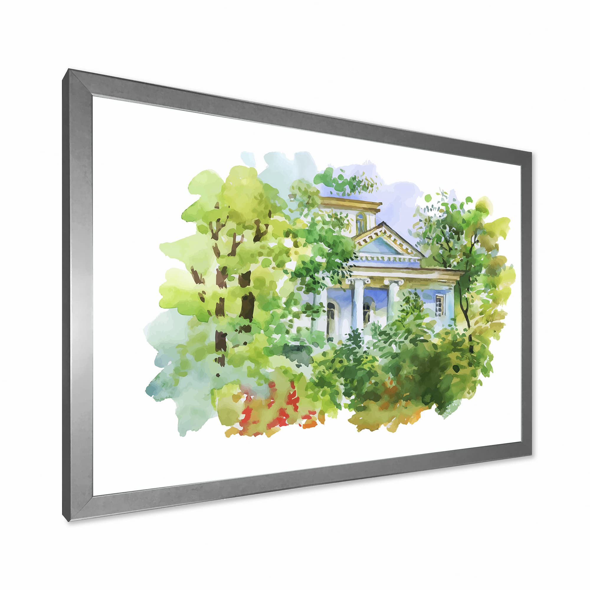 DesignQ White House In The Woods Traditional Framed Wall Art - Rustic Home Decor for Living Room, Bedroom & Office - Perfect Gift for Housewarming & Holidays