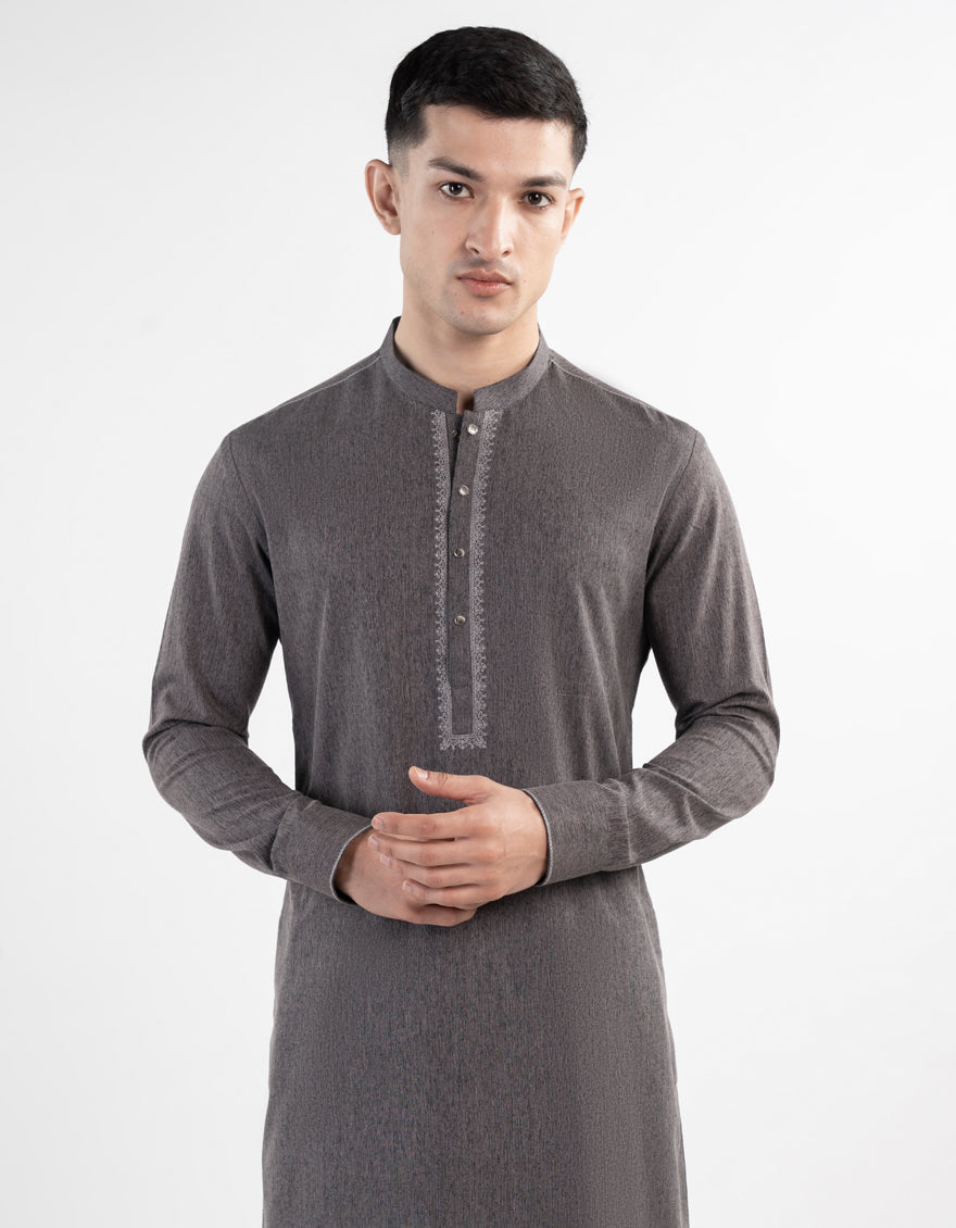 Stylish Blended Grey Kurta Trouser by J. Junaid Jamshed - Comfortable Ethnic Wear for Men - Perfect for Weddings, Festivals & Casual Outings