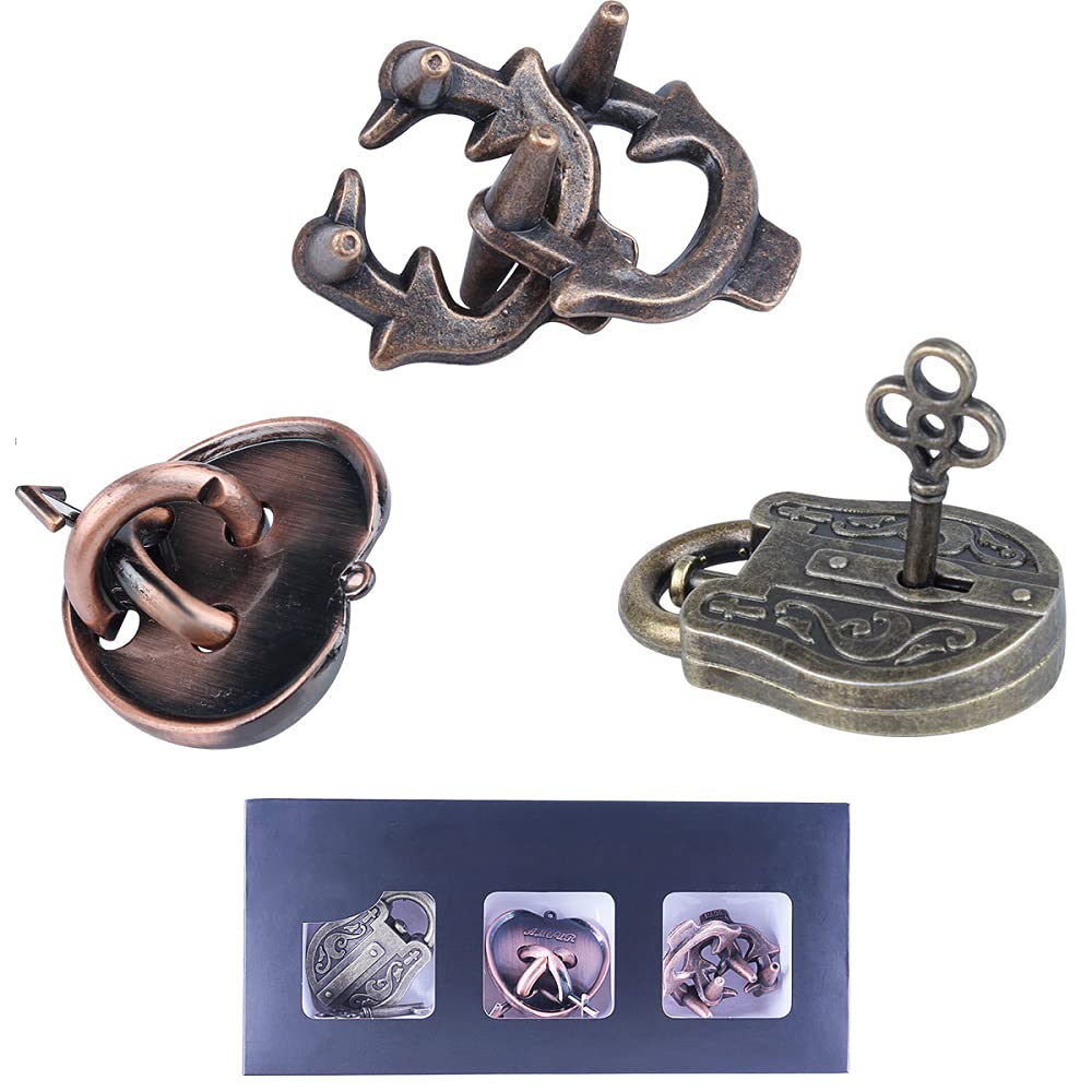3D Metal Brain Teaser Puzzle - Interlocking IQ Challenge Game for Adults, Blue Unlock Hole Lock Educational Toy | Perfect for Office Stress Relief, Party Games & Cognitive Training