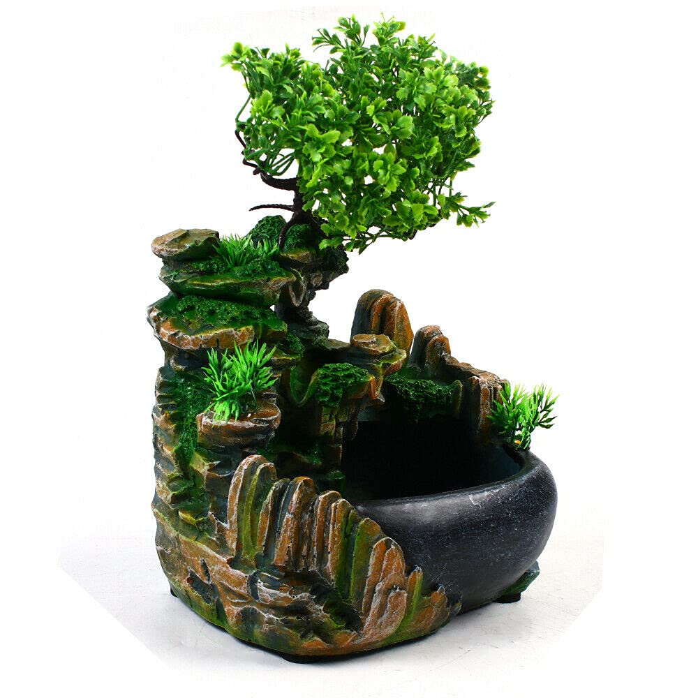 110V Desktop Rockery Fountain with LED Light & Mist Effect - Indoor Relaxation Resin Waterfall Decor for Office, Home, Bedroom - Perfect Desk Ornament & Gift Idea (3.52 lbs) - Create a Soothing Zen Atmosphere for Stress Relief & Meditation Spaces