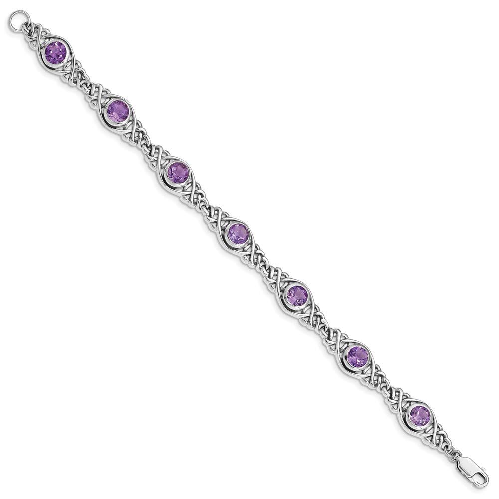 925 Sterling Silver Amethyst Bracelet for Women | Elegant Fine Jewelry Gift for Her | 7.25