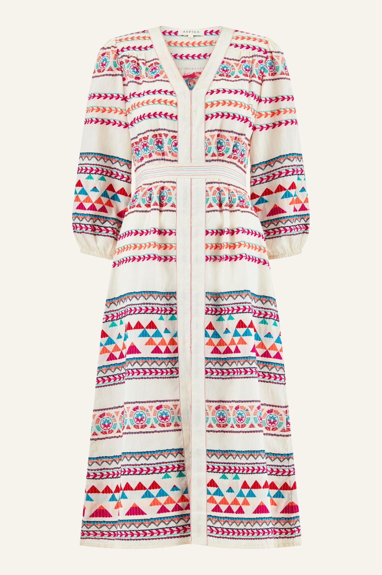 Jamila Jacquard Dress for Women | Elegant Ecru/Multi Color Floral Pattern | Perfect for Weddings, Parties & Special Occasions