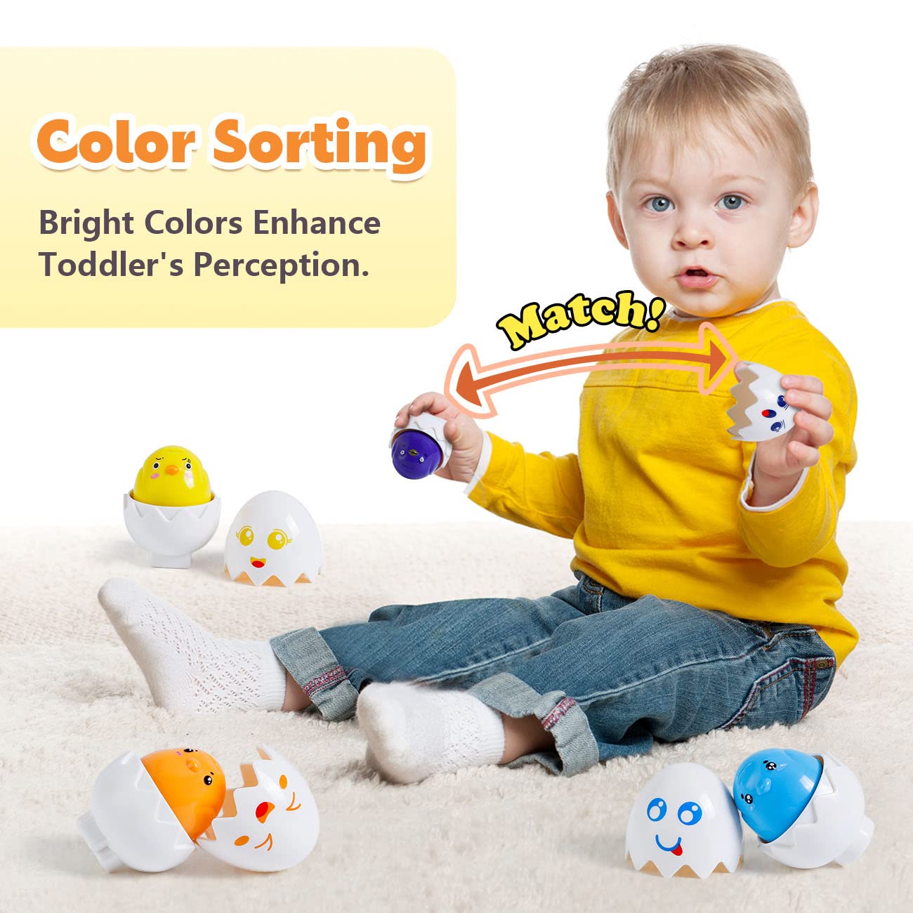 Easter Eggs Toys for Toddlers 1-3 Years - Montessori Learning Gifts for 1-2 Year Olds | Perfect for Birthday & Early Education