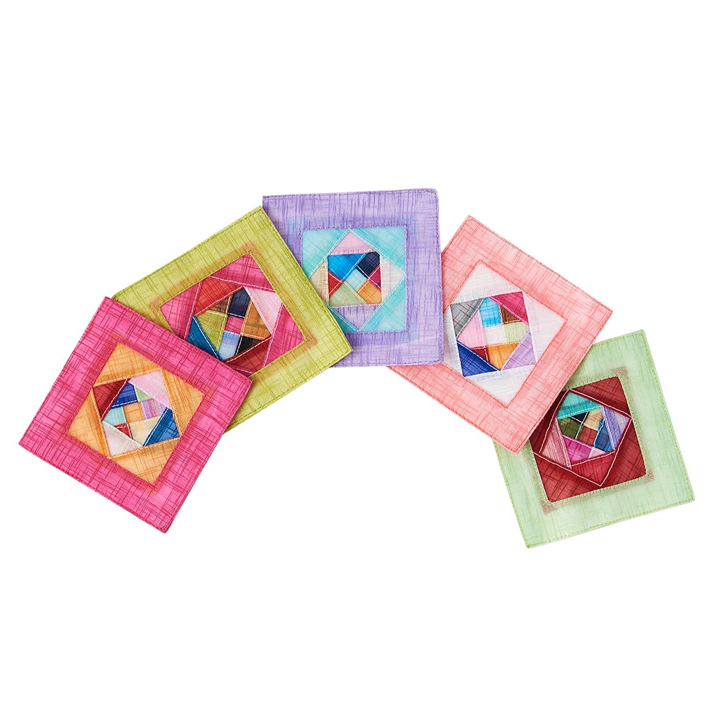 Korean Traditional Ramie Patchwork Rectangle Coasters Set of 5 - Eco-Friendly Home Decor, Housewarming Gift for New Home, Perfect for Coffee Table & Dining Table Use