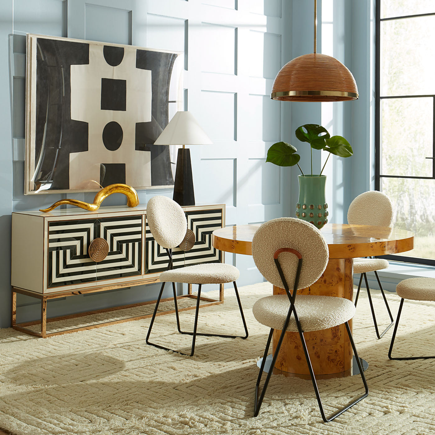 Mid-Century Modern Op Art 64 Credenza - Stylish Storage Cabinet for Living Room, Bedroom & Office - Vintage Wooden Sideboard with Geometric Design