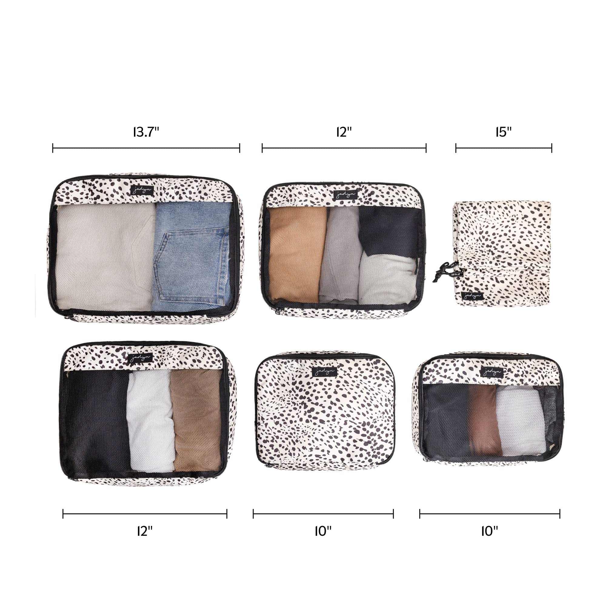 Jadyn 6-Piece Packing Cubes Set for Travel - Large Luggage Organizer for Suitcase, Duffel Bag & Backpack (Cheetah Print) - Perfect for Business Trips, Vacations & Weekend Getaways