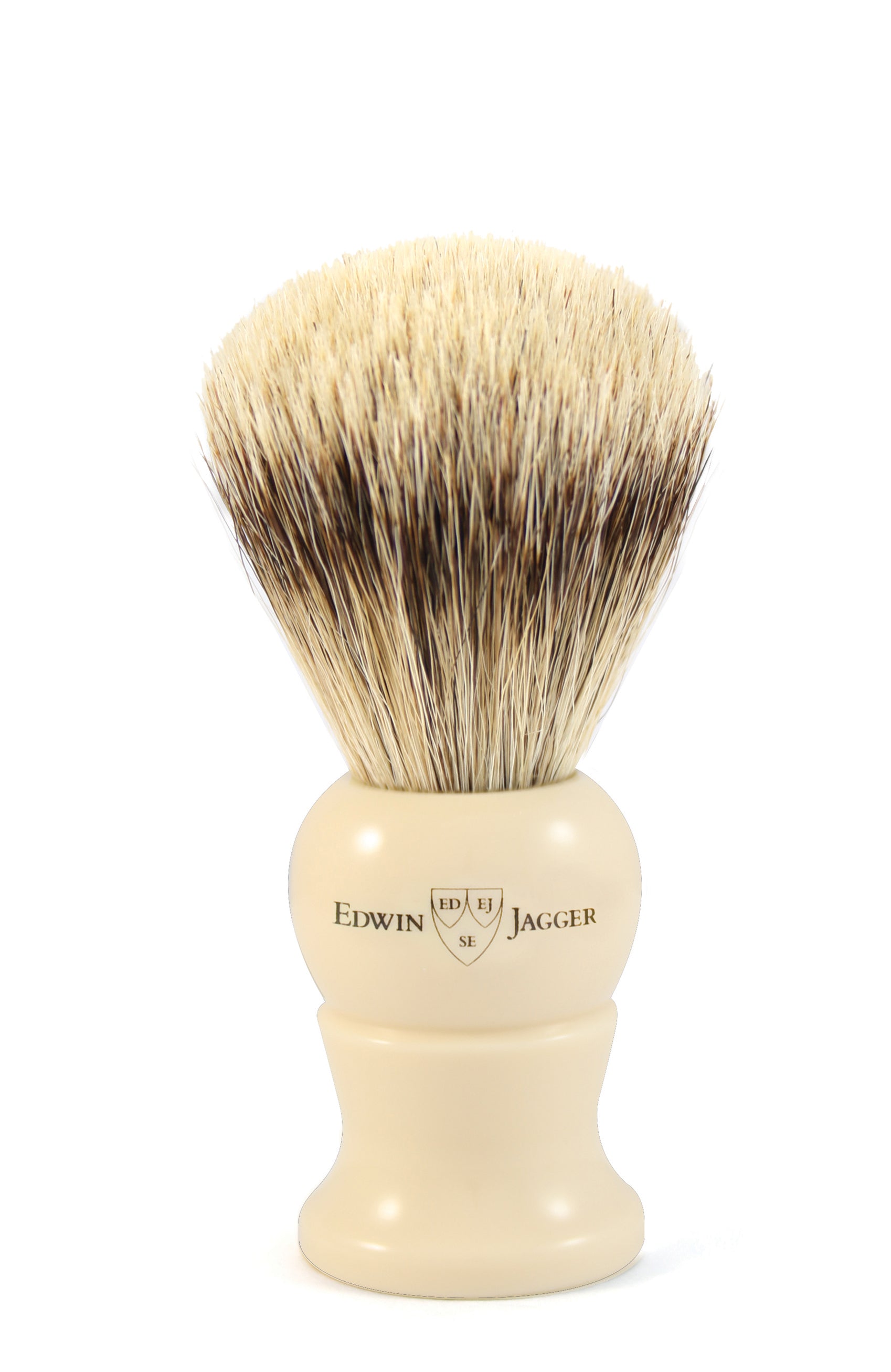 Premium Edwin Jagger Best Badger Hair Shaving Brush with Drip Stand - Imitation Ivory Handle - Medium Size for Men's Wet Shaving & Grooming - Perfect for Home Barbershop & Travel Shaving Kits