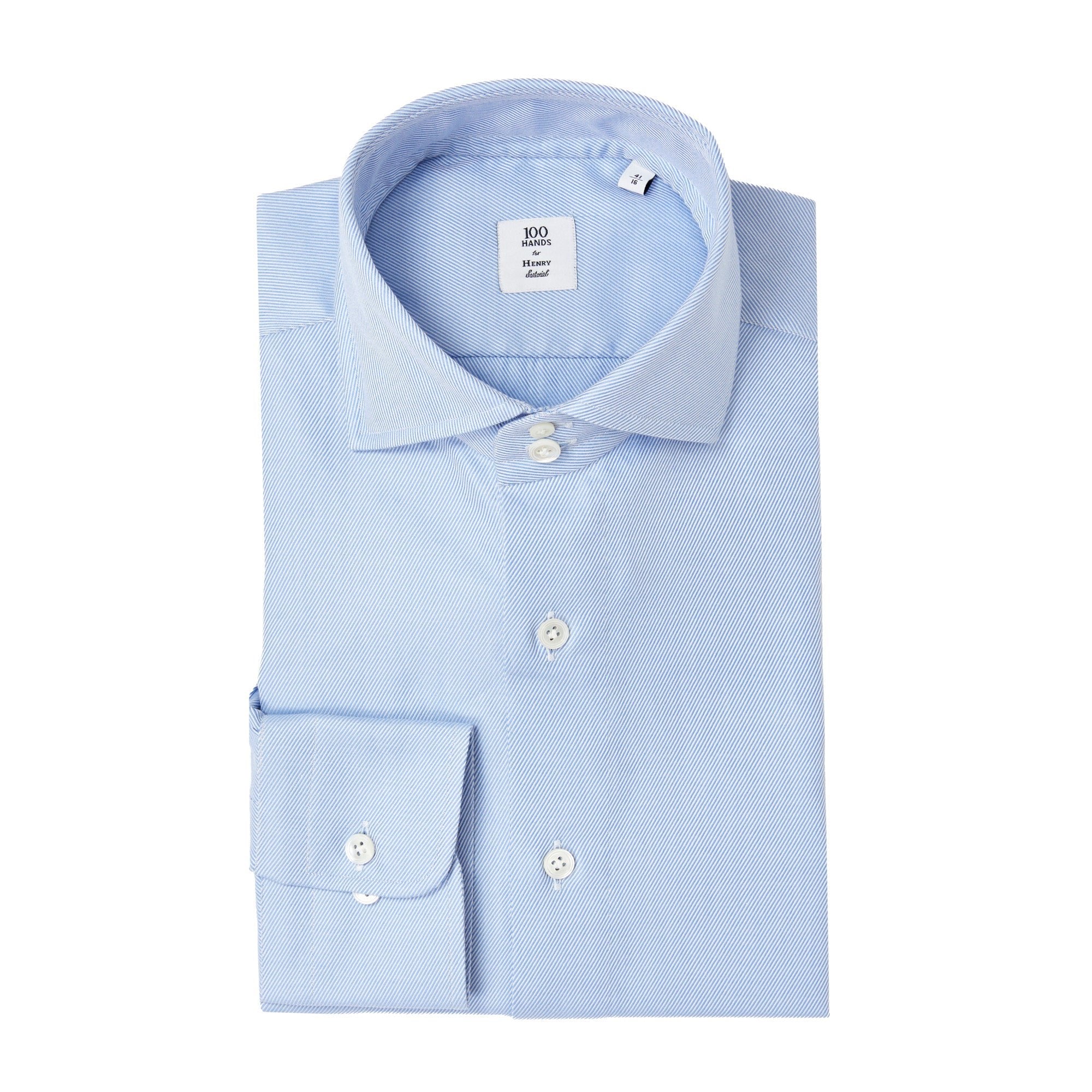 HENRY SARTORIAL X 100 HANDS Men's Premium Blue & White Striped Cotton Dress Shirt - Formal & Business Casual Wear for Office & Special Occasions