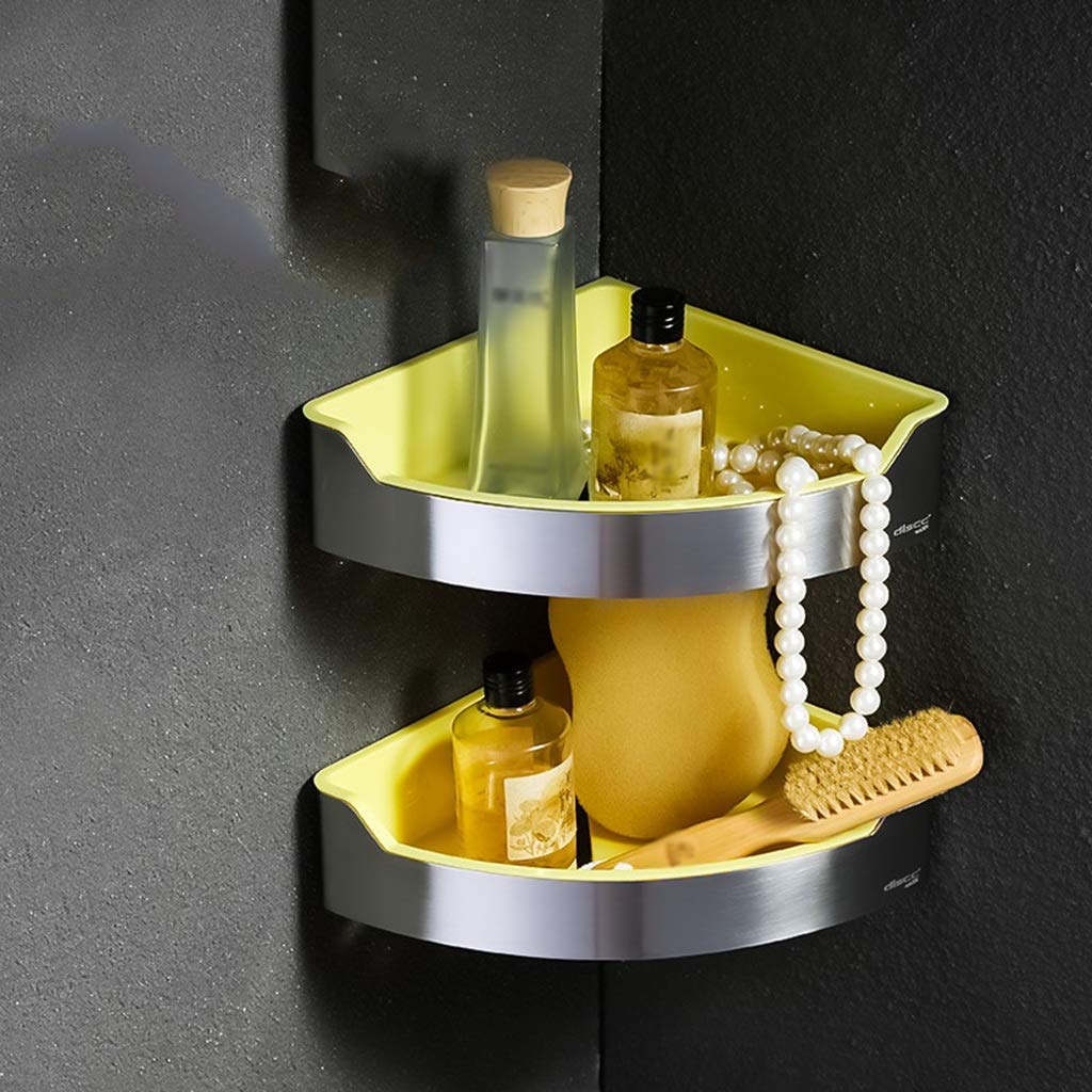 Stainless Steel Shower Shelf - Double Layer Bathroom Wall Mount Organizer with Durable Net Basket for Shampoo, Soap & Toiletries - Perfect for Small Bathroom Storage & Space Saving