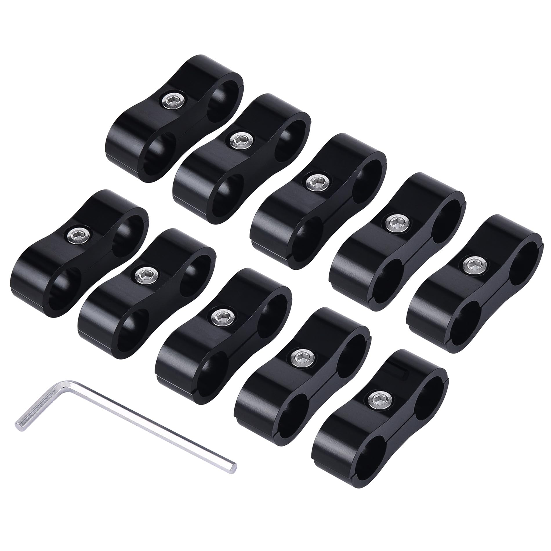 EVIL ENERGY 6AN Hose Separator Clamp - AN6 Fuel Line Mounting Clamp Kit (10PCS, Aluminum Black) for Automotive Fuel Systems, Racing Cars & Performance Upgrades