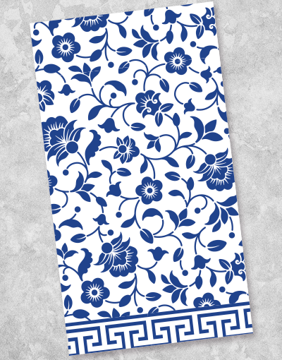 Blue and White Floral Cotton Guest Towel Napkins - 36 Count Set for Bathroom, Kitchen, and Party Decor