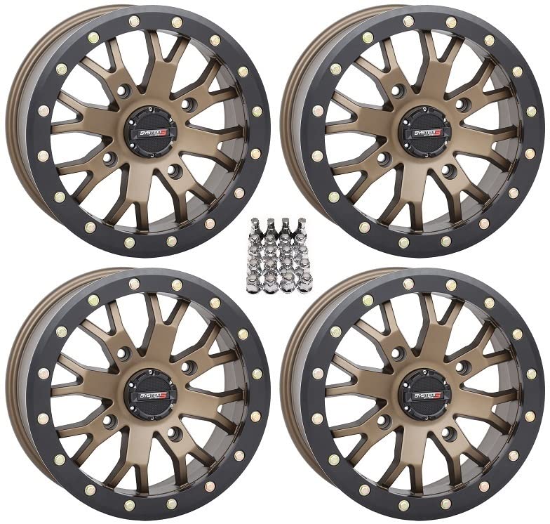 System 3 SB-4 Beadlock 14x7/14x10 ATV Wheels in Bronze - Compatible with Polaris Sportsman, RZR & Ranger - Perfect for Off-Roading, Mudding & Trail Adventures
