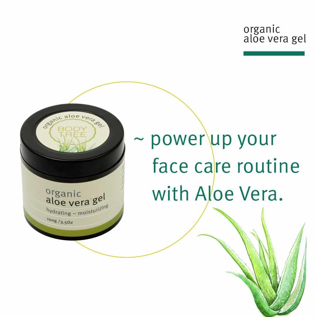 Organic Aloe Vera Gel by BODY TREE - Soothing Moisturizer for Sunburn, Dry Skin & Hair Care - 100% Pure Natural After Sun Relief & Hydration