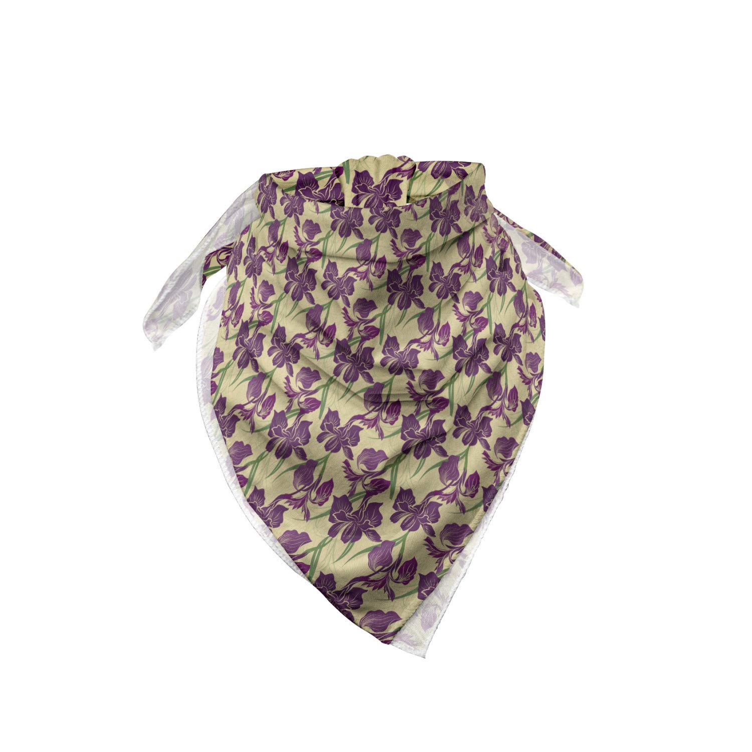 Ambesonne Floral Bandana for Men & Women - Violet Iris Flower Design, Unisex Head Scarf & Neck Tie - Perfect for Outdoor Activities, Music Festivals & Fashion Accessories