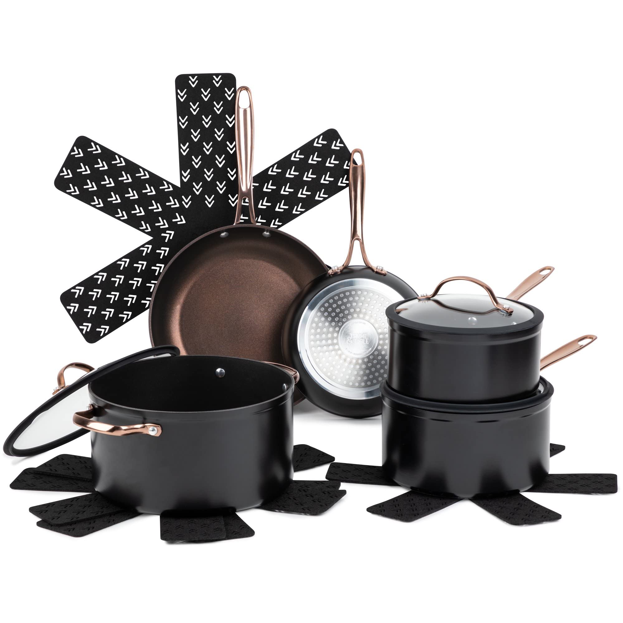12-Piece Nonstick Ceramic Cookware Set - Pots & Pans with Rose Gold Finish | Oven & Dishwasher Safe | Perfect for Cooking, Baking & Serving Family Meals