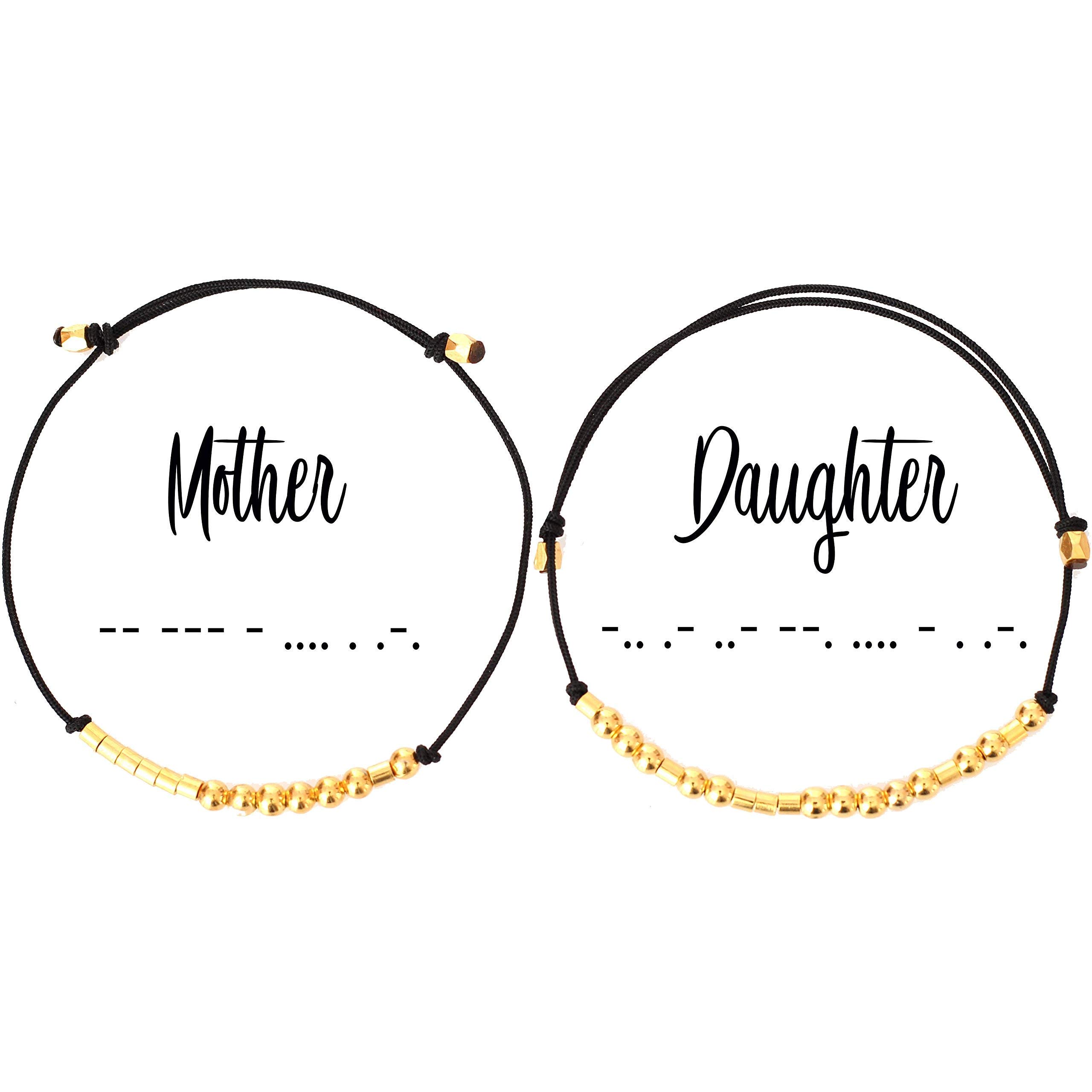 Morse Code Matching Bracelets for Mother and Daughter - Personalized Morse Code Jewelry for Women - Best Gift for Mom, Daughter, Sister - Perfect for Family Bonding, Birthdays & Special Occasions