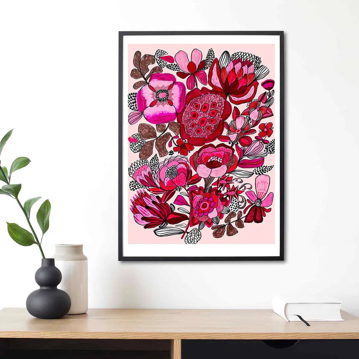 Rosa Botanica Modern Wall Art Print - Floral Botanical Decor for Living Room, Bedroom & Office - Perfect for Home & Office Decoration