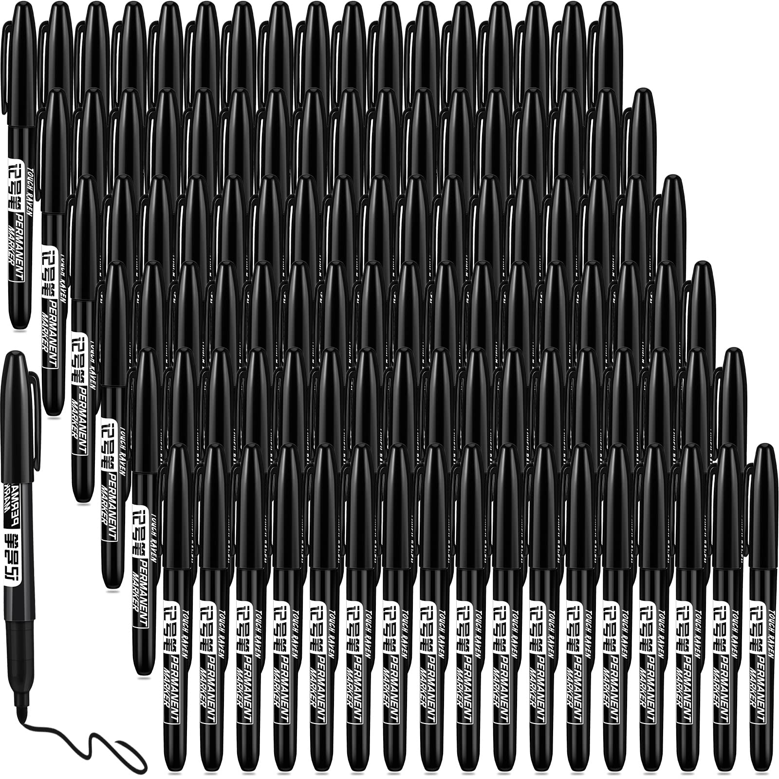Thenshop 300 Pack Permanent Markers Bulk - Fine Point Waterproof Markers for Plastic, Wood, Stone, Metal & Glass - Ideal for Office, Classroom, Easter, Graduation & Back to School Supplies (Black)