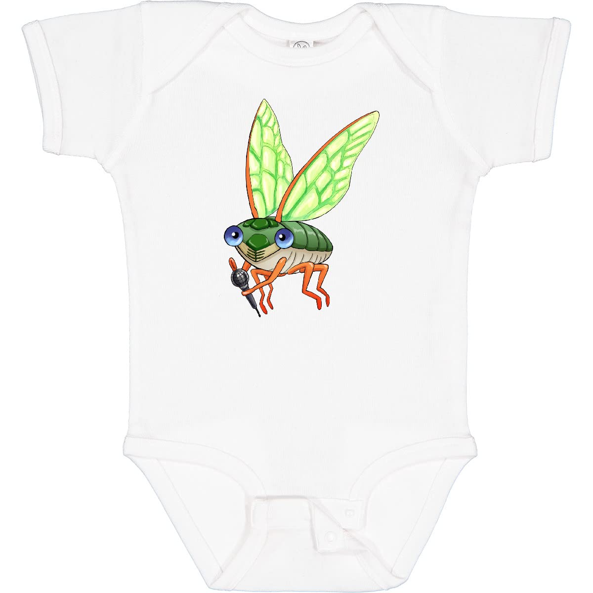 Inktastic Cute Cicada with Microphone Baby Bodysuit - Soft Cotton Onesie for Newborns & Infants - Perfect for Music Lovers, Photo Shoots & Everyday Wear