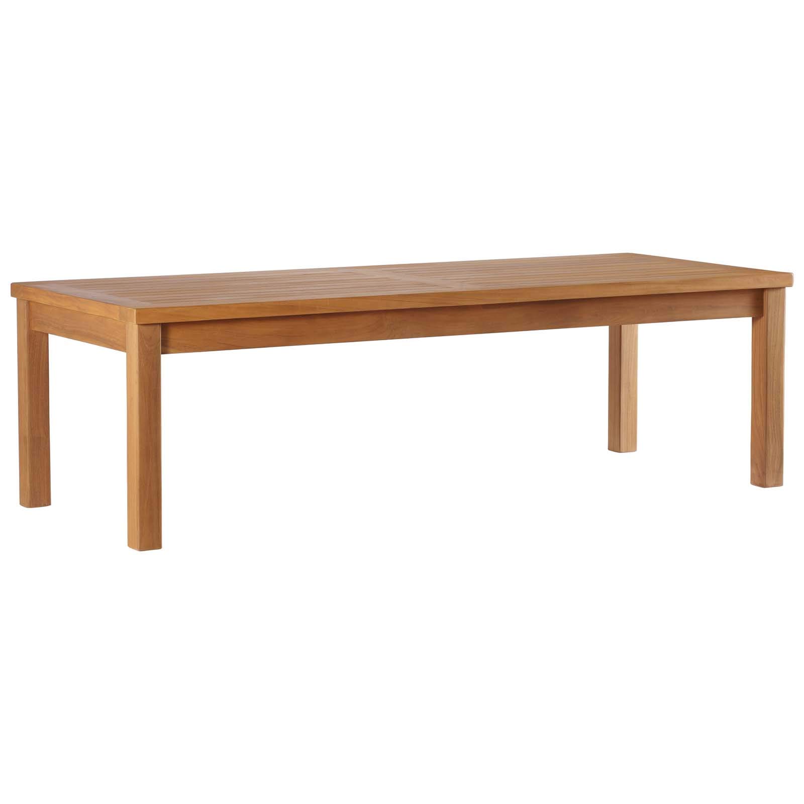 Modway Teak Wood Coffee Table for Patio - Natural Finish