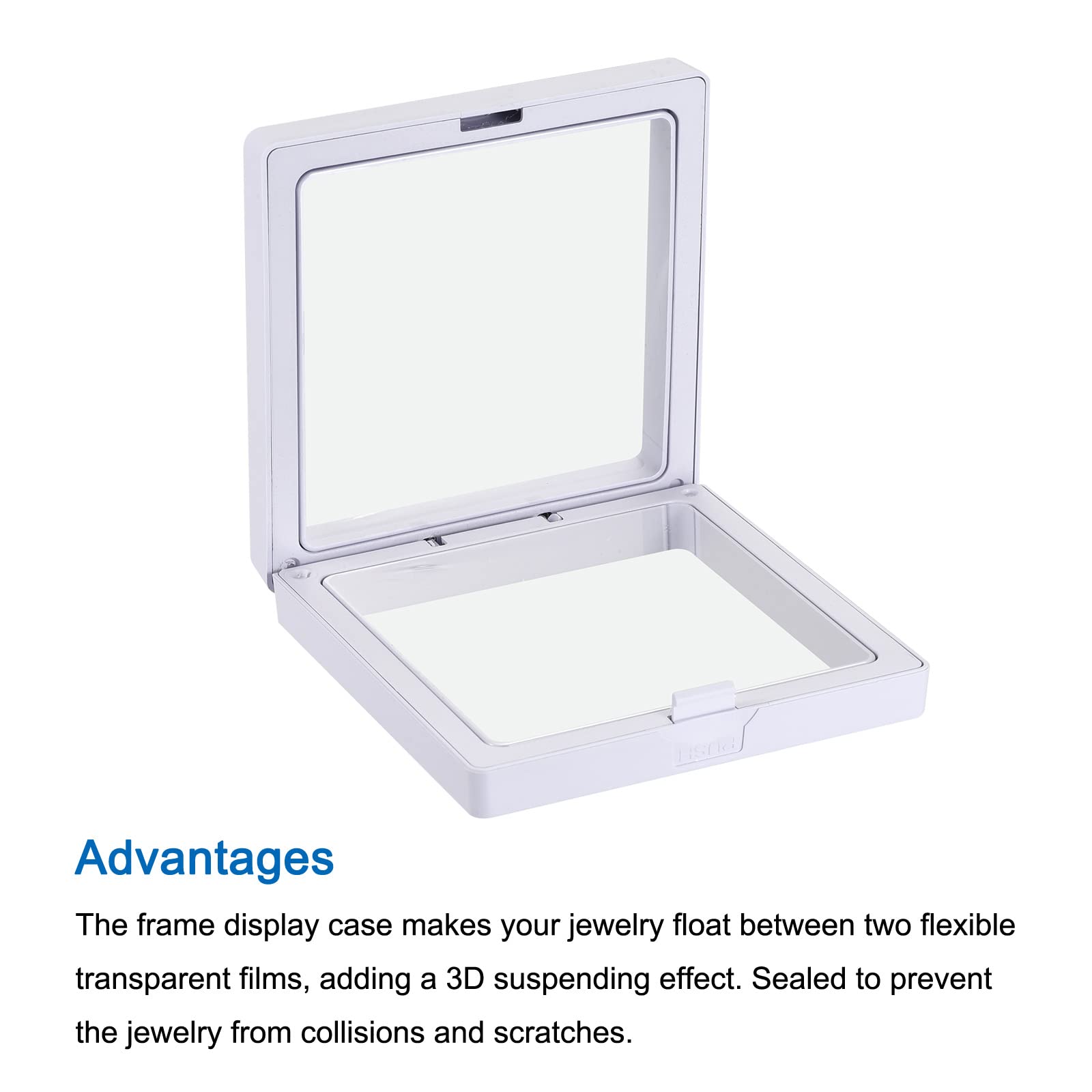 3D Floating Jewelry Display Stand - White Acrylic Frame Holder for Rings, Necklaces, Bracelets & Earrings (2.76
