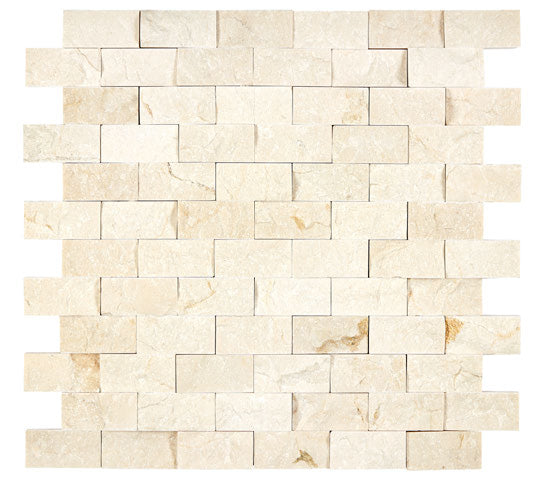 Premium Crema Marfil Marble 1x2 Split Face Mosaic Tile - Natural Stone Wall & Backsplash for Kitchen, Bathroom, and Fireplace