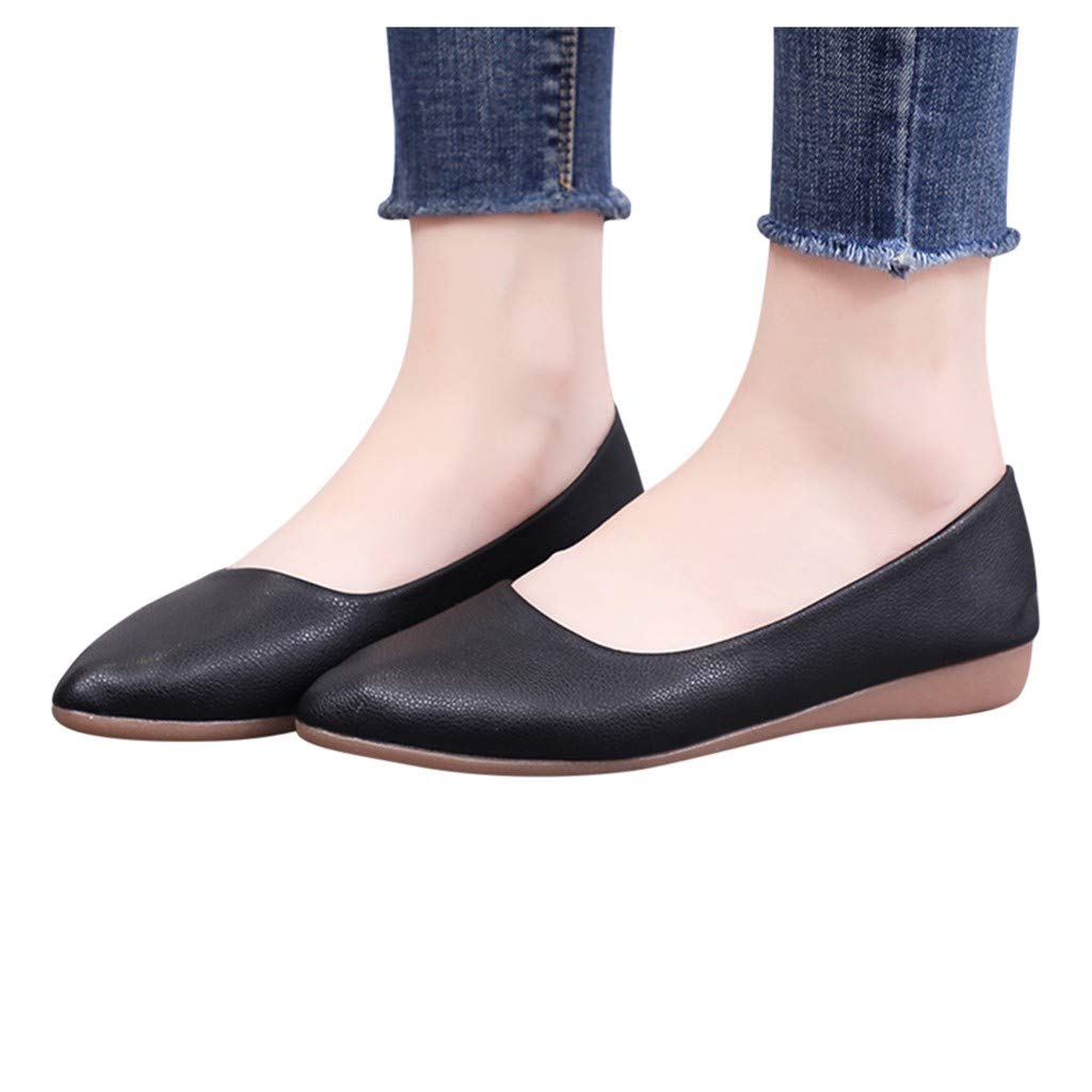 Stylish Women's Pointed Toe Slip-On Flats - Solid Color Professional Work Shoes for Office & Business Casual Outfits | Comfortable Peep Toe Loafers for Women