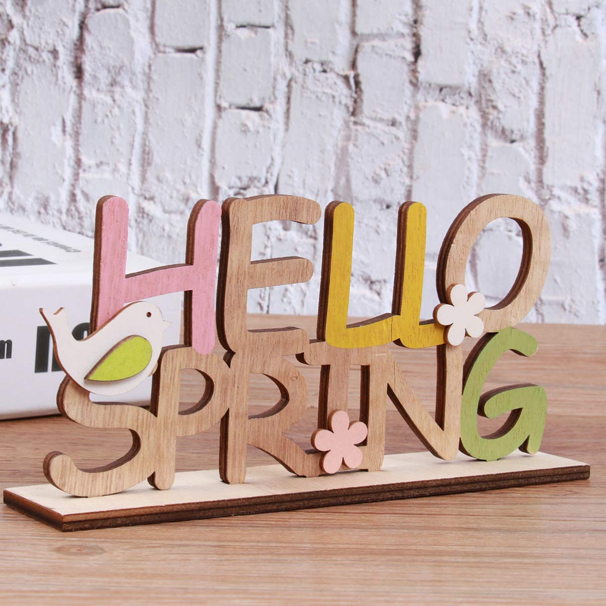 KESYOO Wooden Desk Sign - Spring Lighthouse Decor for Home, Office & Easter Table - Wooden Tray for Serving, Party Supplies & Home Decor - Perfect for Spring Decorations, Dining Table Centerpiece & Gift Giving