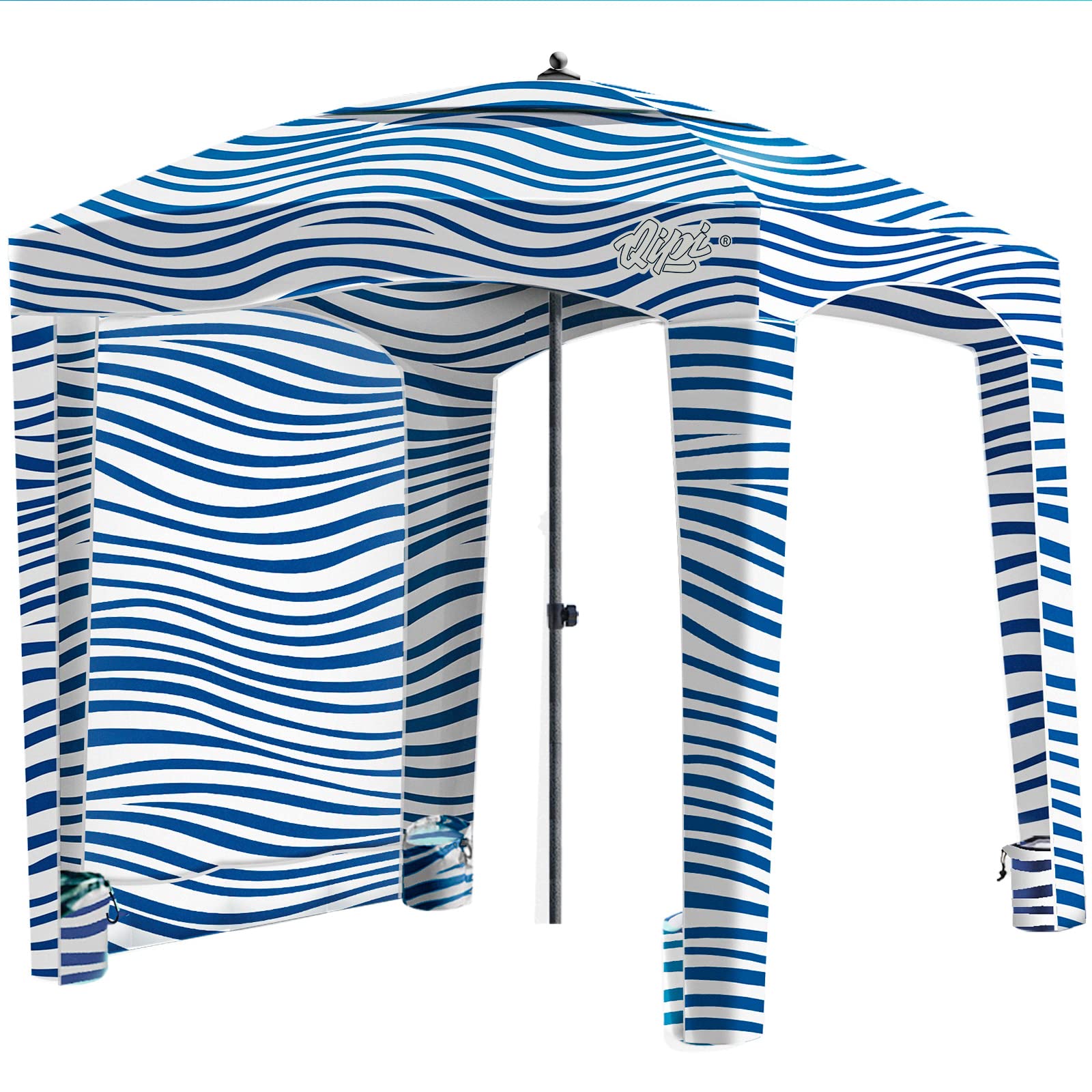 Qipi Beach Cabana - 6' x 6' Portable Sun Shelter with UPF 50+ UV Protection, Waterproof Canopy & Side Wall - Easy Setup Beach Tent for Family, Kids & Friends - Perfect for Beach Days, Poolside Lounging & Outdoor Adventures